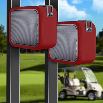 2-Pack Golf Cart Speakers with Storage Case, IPX7 Magnetic Golf Speaker 15H Playtime, 20W Stereo Sound Magnetic Bluetooth Speaker for Golf Cart, Golf Gifts for Men - Red