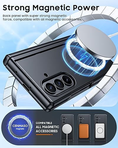 Miniatura 3 de CENMASO - Funda magnética para Samsung Galaxy Z Fold 7 con soporte, compatible con Magsafe, protección de bisagra, protector de pantalla, soporte