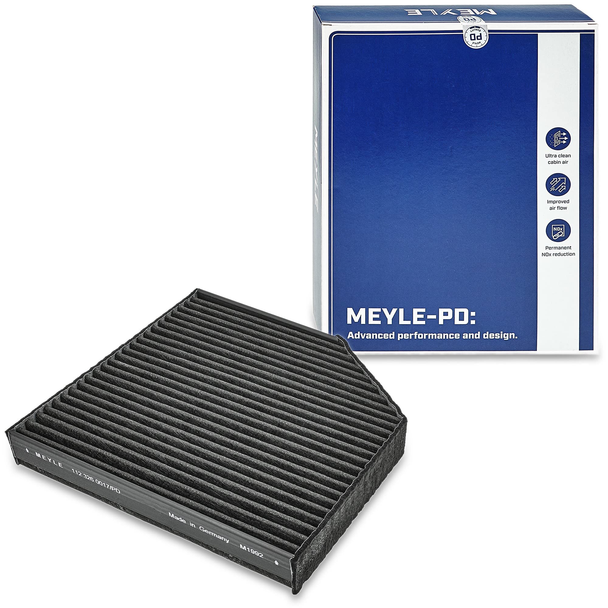 MEYLE Filtro abitacolo 112 326 0017/PD Cartuccia filtro Filtro per polveri fini (PM 2.5) per esigenze particolari con potere assorbente degli odori elevata separazione polvere fine Filtro NOx Azione