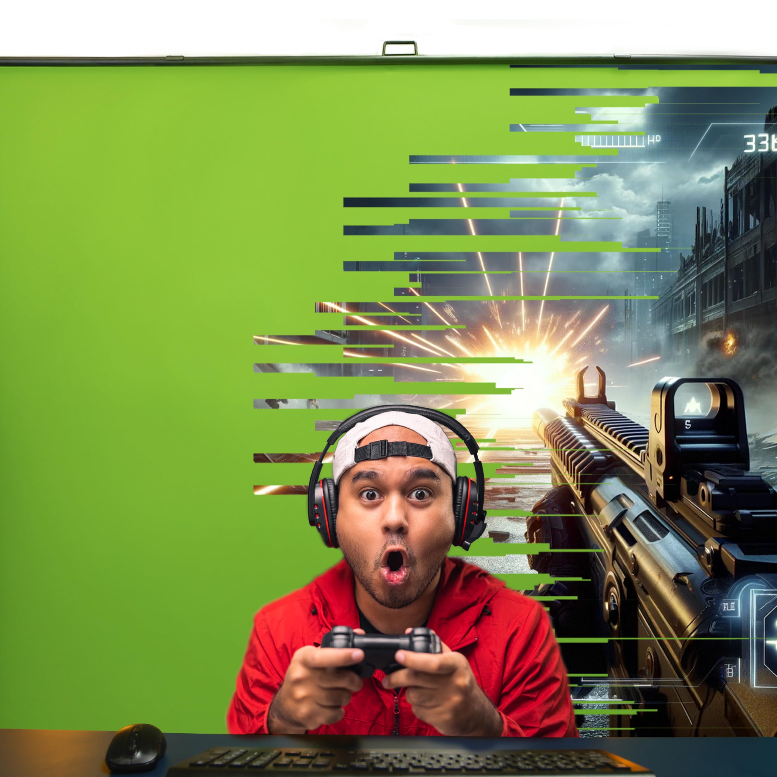 [Wide Version] Pixio Green Screen Extra Large Backdrop 78" L x 78" W - Free Standing, Portable, Collapsible, Auto-Locking Green Screen Background for