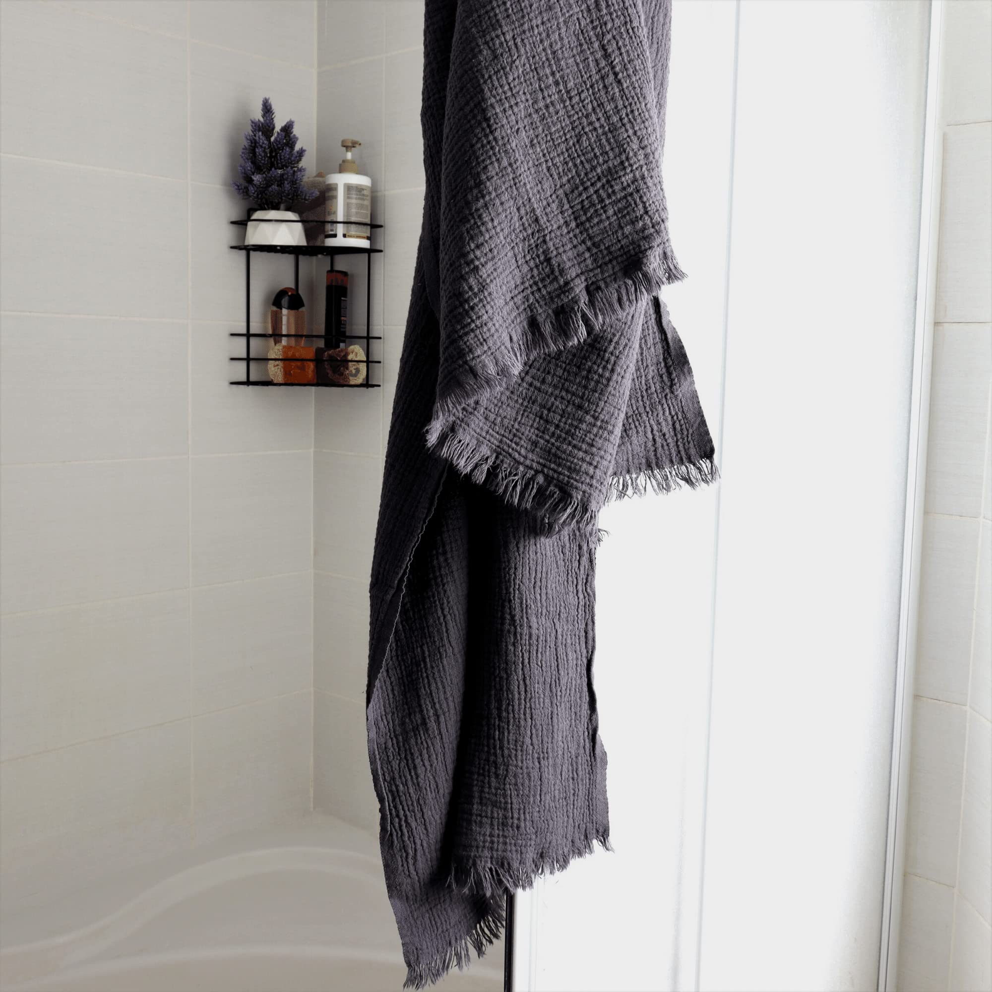 Asciugamani in mussola per adulti – leggero grande mussola, bagno, spa, spiaggia, asciugamano per adulti – tessuto in mussola extra morbido cotone turco (antracite, 2)