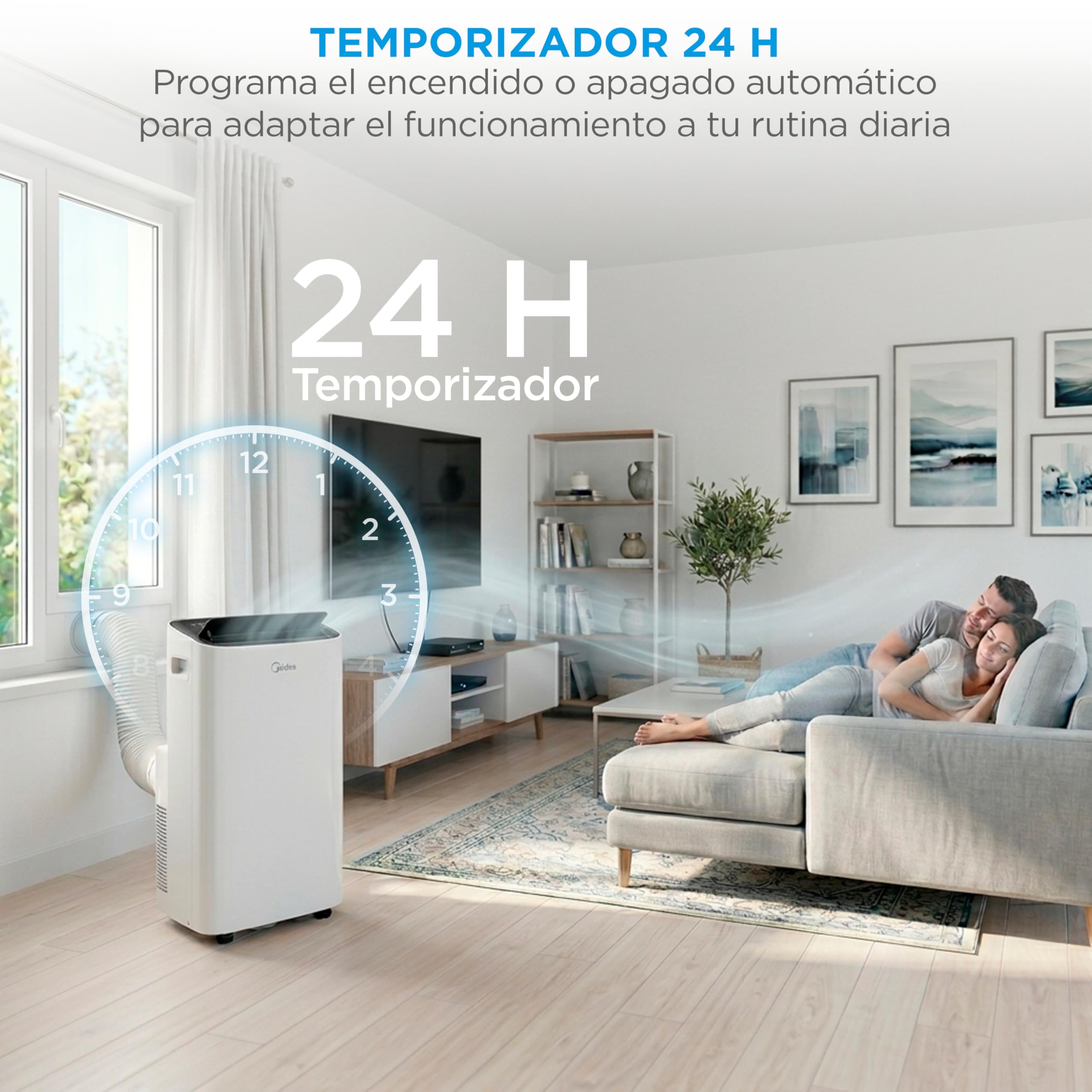 MIDEA Pingüino Aire Acondicionado Portátil 4 en 1 | 3000 Frigorías/12.000 BTU con Control por App | Climatizador y Deshumidificador hasta 35m2 - Modo Sleep, Mando a Distancia | Incluye kit de ventana