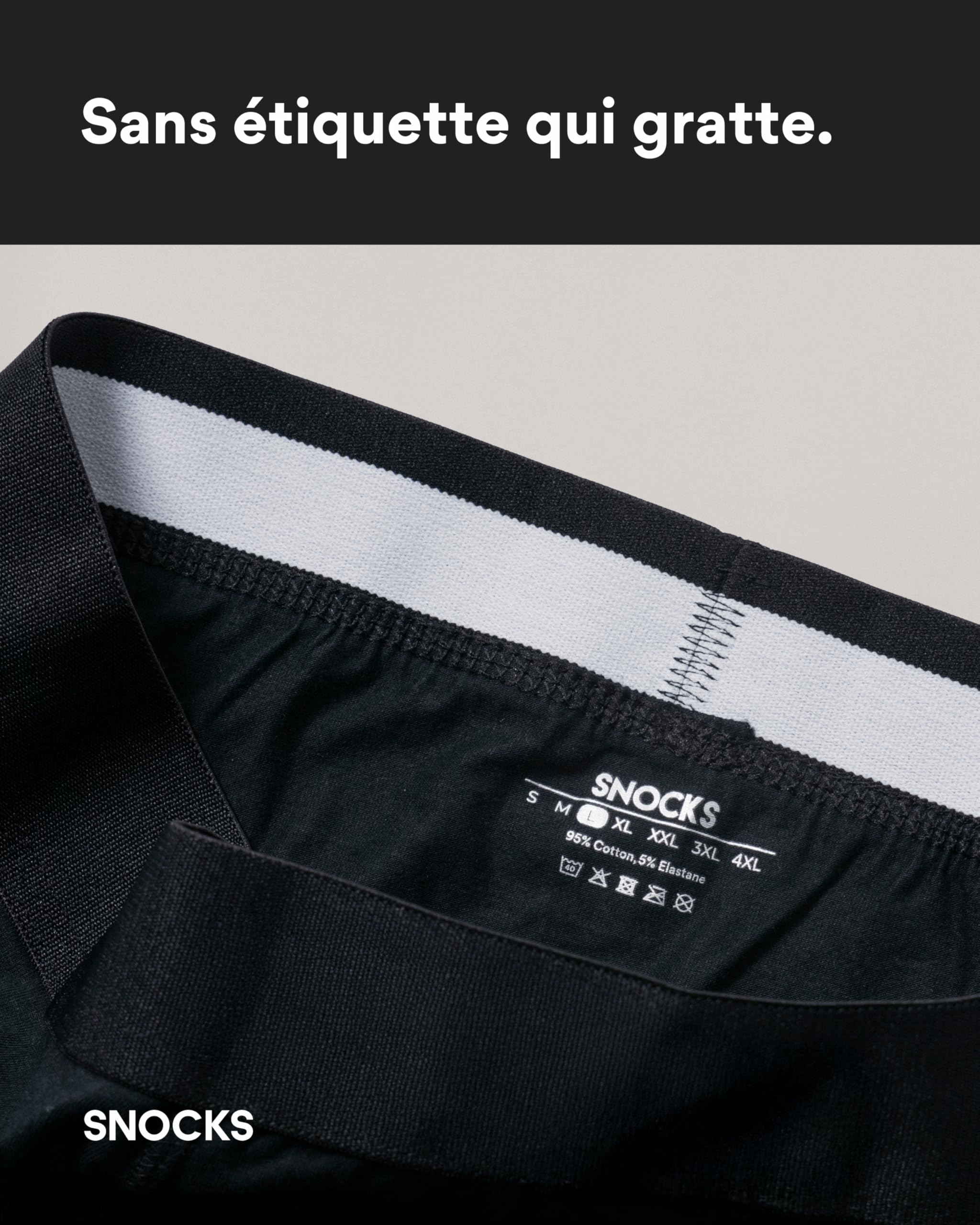 Snocks – Boxer Homme Sans Logo – Lot de 6 – Respirant et Confortable – Coton Bio Certifié GOTS – Slip Idéal pour Sport et Quotidien – Caleçon Tailles S à 3XL
