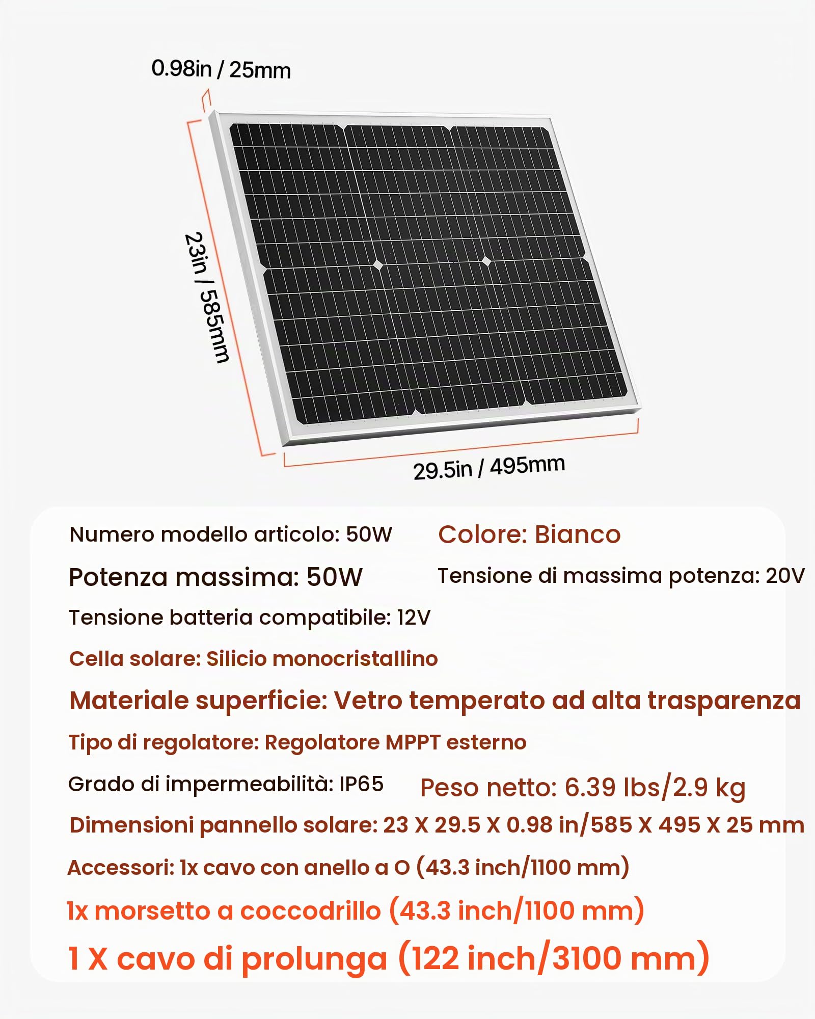 VEVOR Pannello Caricabatterie Solare, Caricabatterie Mantenitore con Pannello Solare Regolatore MPPT Aggiornato, Impermeabile IP65 per Auto, Barche, Camper, Tetti Piani (Staffa non Inclusa)