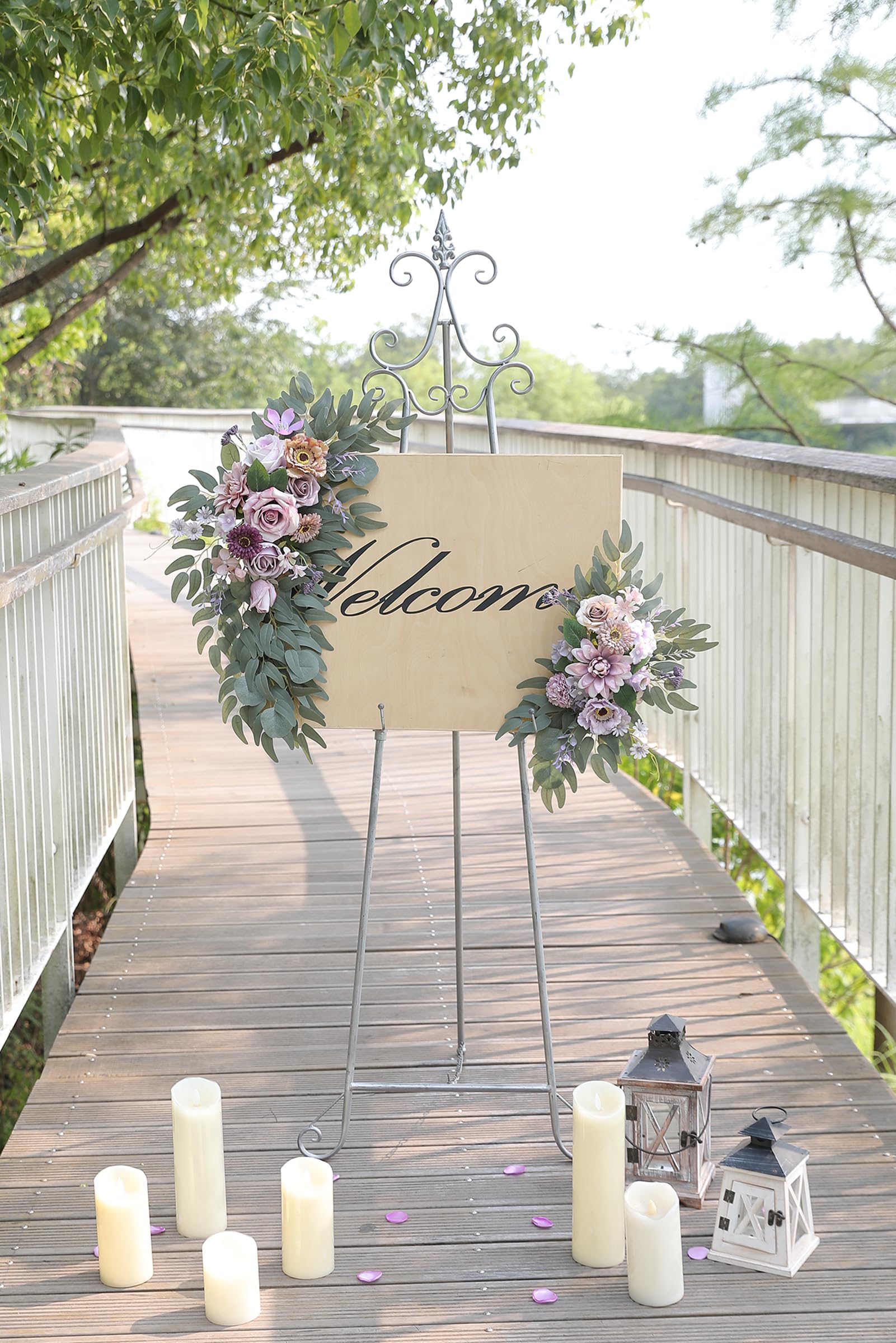 Festone Floreale Artificiale Viola Per Matrimoni – Set Da 2 – Per Arco, Sfondo, Sedie, Decorazioni Fai Da Te