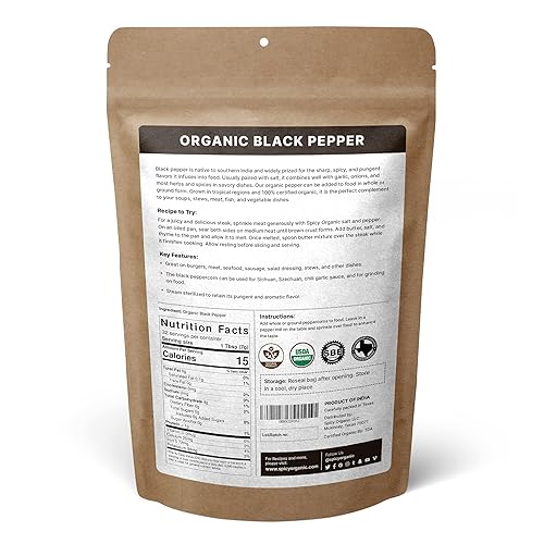 Miniatura 2 de SPICY ORGANIC Granos de pimienta negros enteros  Certificado USDA Orgánico  Mejora tus aventuras culinarias con pimientos orgánicos  Ideal para