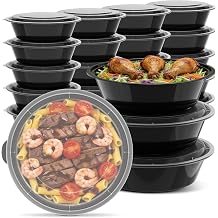 18oz Round 50-Pack Meal Prep Containers Reusable with Lids, To Go Take Out Plastic Food Storage Containers with Lids, Sturdy Leakproof & Food Safe, Microwave Freezer Dishwasher Safe Prep Containers