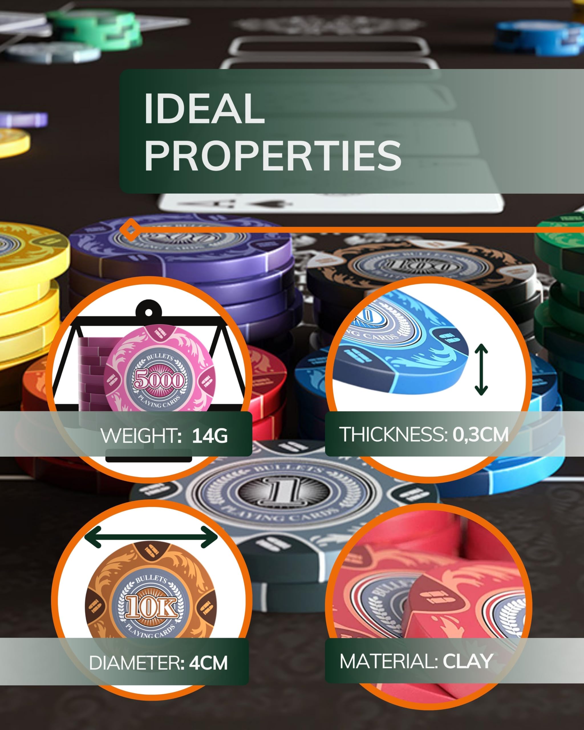 Fiches Da Poker In Ceramica - Set 25 Chip - Diametro 4cm - Per Serate Poker - Foto 7