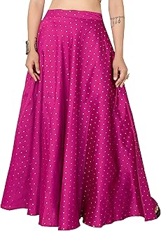 Women's Readymade Polyester Taffeta Floor Length Skirt Lahenga Ghaghra