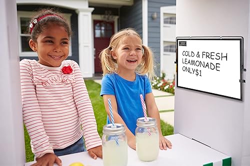 Miniatura 5 de Pizarra de borrado en seco de escritorio de 16 x 12 pulgadas, elegante marco negro de doble cara, pizarra blanca magnética de escritorio con