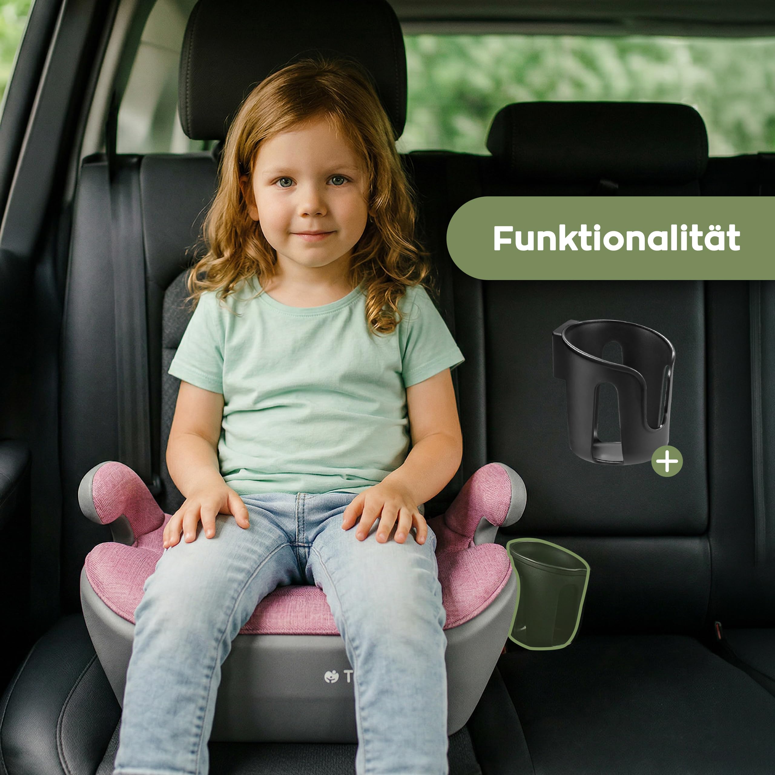 Tulano Cabby 30 Sitzerhöhung Auto ISOFIX, Kindersitzerhöhung Auto 125-150cm | i-Size ECE R129/03 - Kindersitz ab 6 Jahre - Booster Seat mit Getränkehalter - Sitzschale Kinder 15-36 kg - Rosa