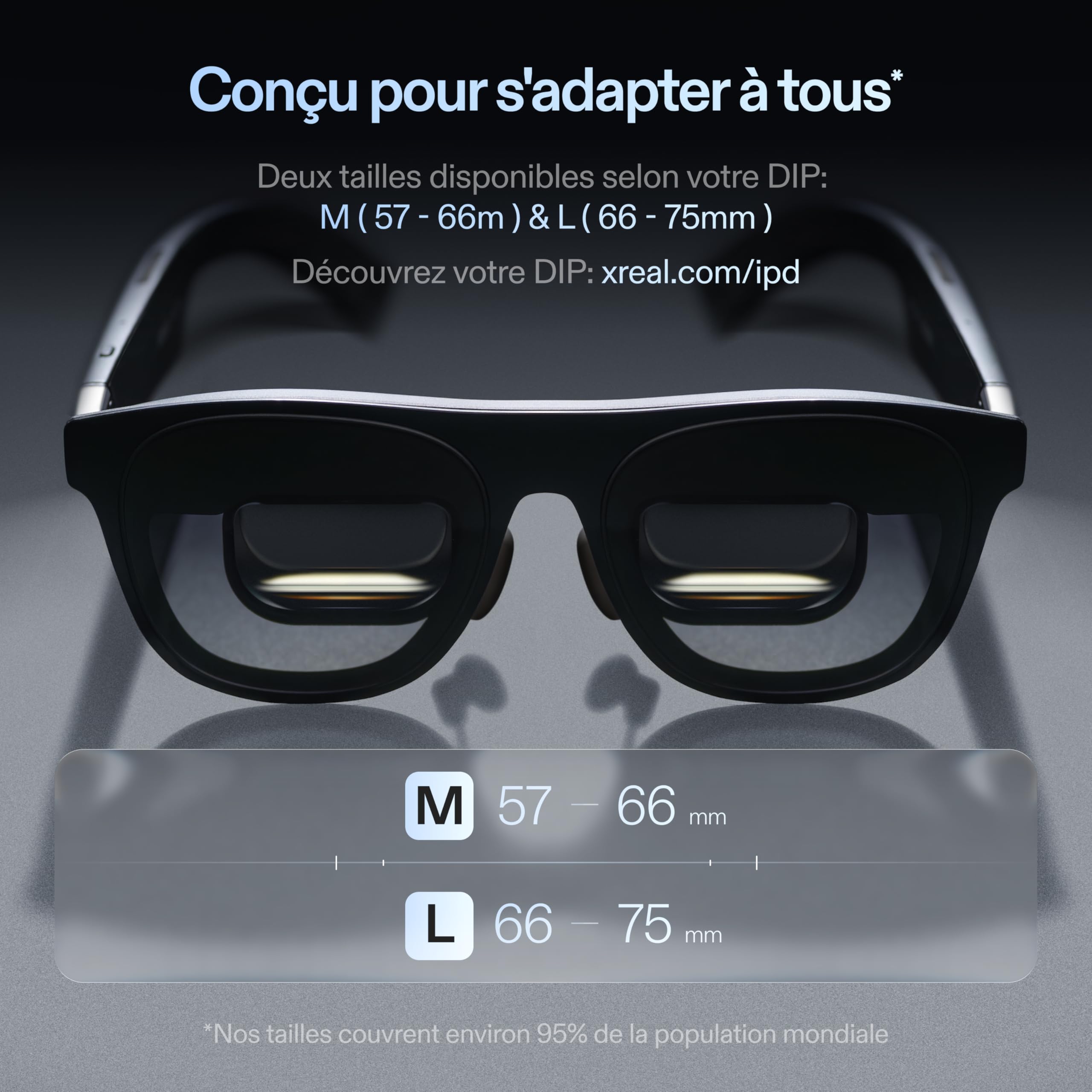 XREAL One Pro AR Lunettes, Réalité Augmentée Puce X1,REAL 3D,XR Glass 3DoF Natives,Optique X-Prism 57° FOV, Écran HD171" 120Hz,pour iPhone17/16/15,SteamDeck,USB‑C DisplayPort Appareils,M(IPD57–66mm)