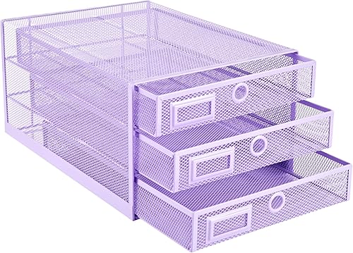 Miniatura 8 de Annova Organizador de escritorio de malla de alambre de 3 niveles, clasificador de papel, multifuncional, construcción sólida de primera calidad