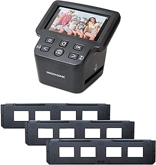 Magnasonic All-in-One 24MP Film Scanner With Large 5" Display & HDMI, Long Tray 35mm Slide Holders, Converts 35mm/126/110/Super 8 & 135/126/110 Slides Into Digital Photos, Built-in Memory