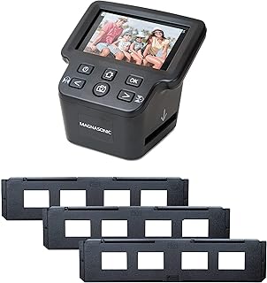 Magnasonic All-in-One 24MP Film Scanner with Large 5" Display & HDMI, Long Tray 35mm Slide Film Holders, Converts 35mm/126/110/Super 8 Film & 135/126/110 Slides into Digital Photos, Built-in Memory