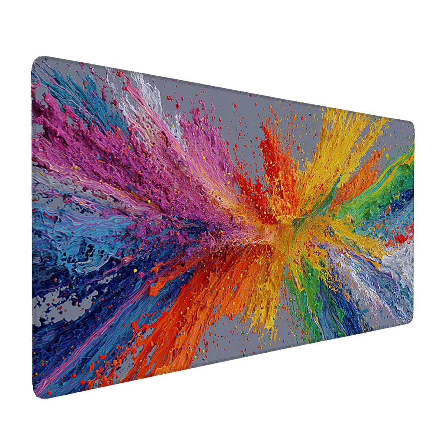 Podkładka pod mysz do gier XXL Mousepad 1600 x 800 mm, duża podkładka pod biurko z antypoślizgową gumową podstawą do gier, komputera, poprawia precyzję i szybkość (kolorowy dym) X69