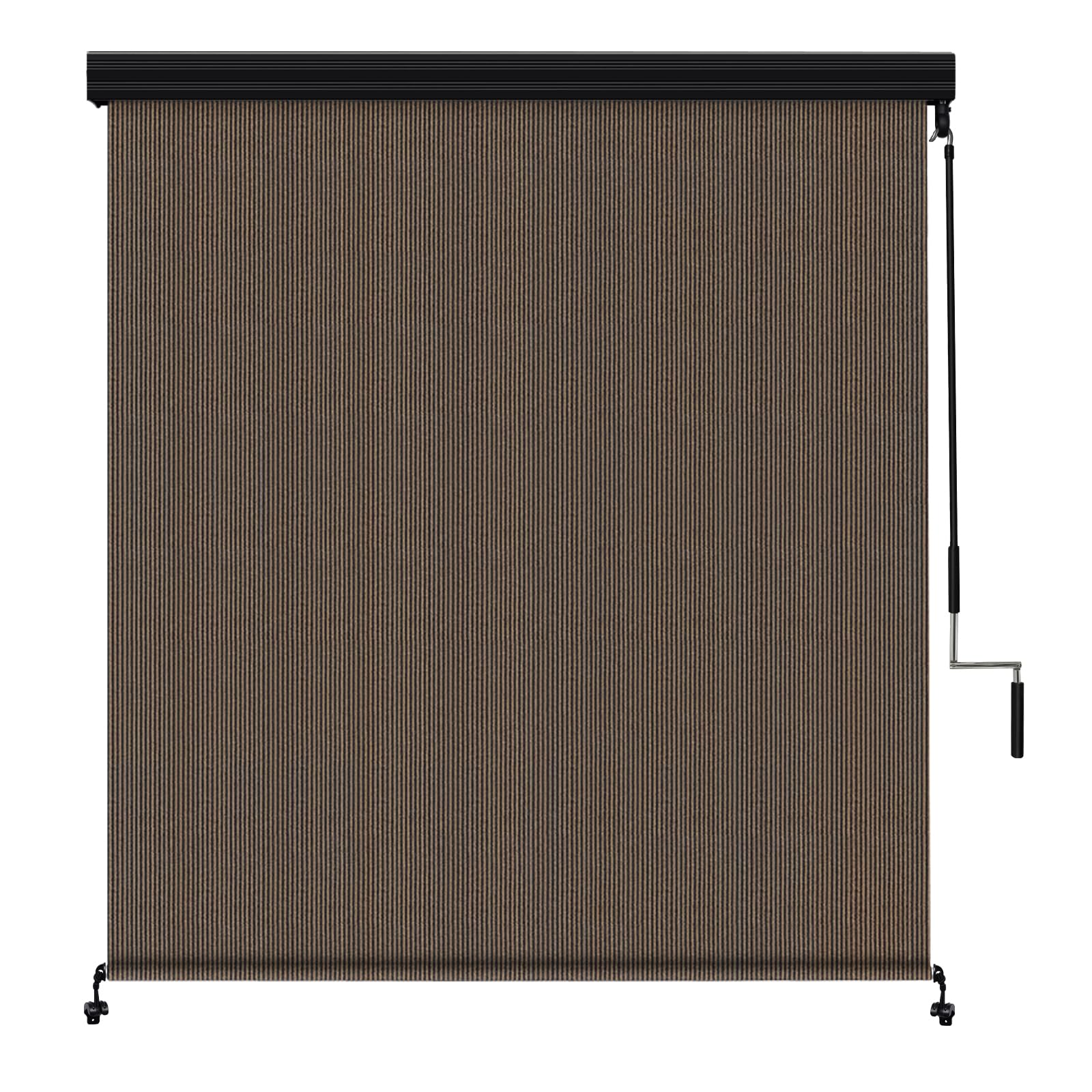 Amagenix Premium Outdoor Roller Shades 8'(W) x 8'(H), Exterior Cordless Patio Shades Roll up Outdoor Blinds for Porch Gazebo, Crank Operated with Aluminum Protective Valance, Mocha