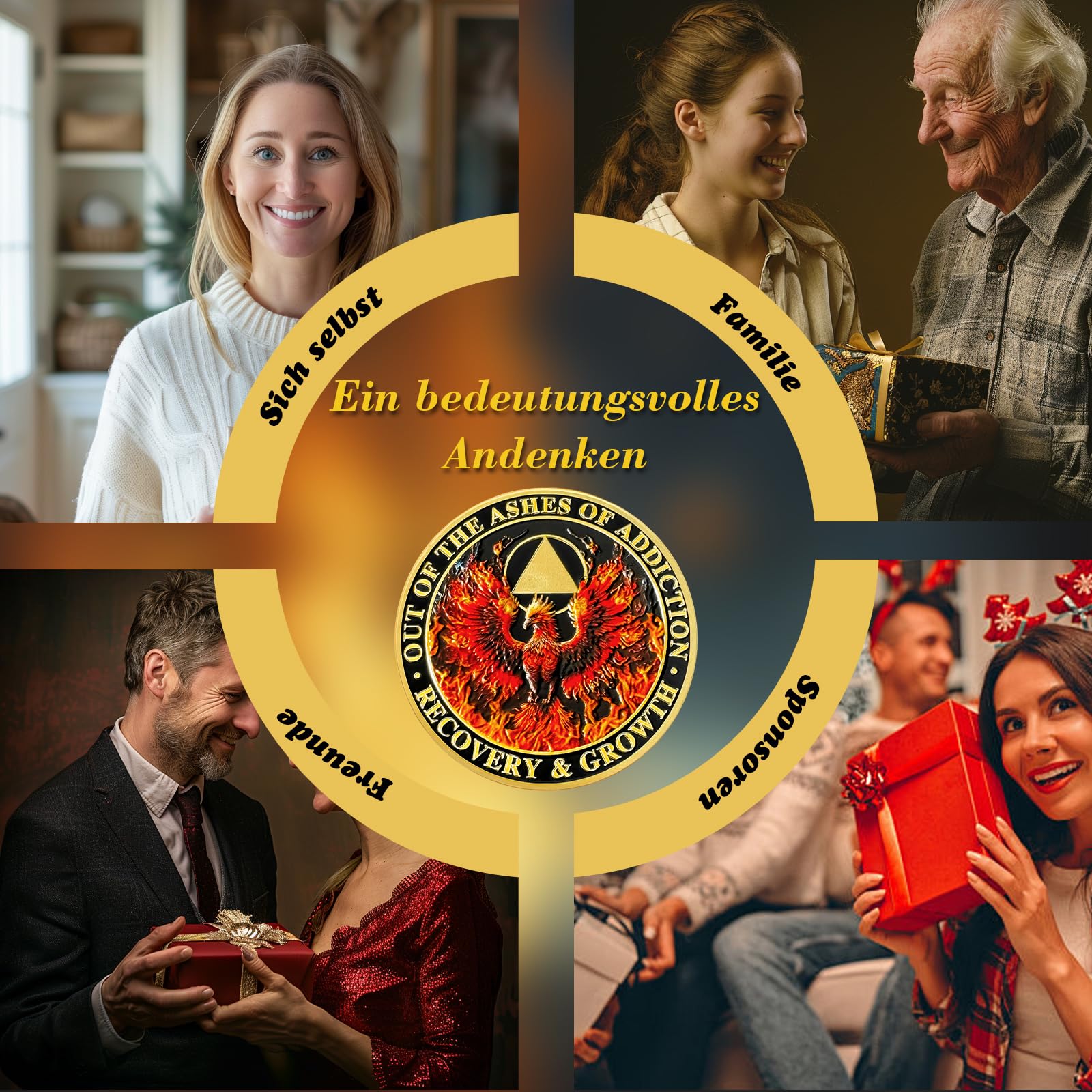 Phoenix in Fire Sobriété Pièce de monnaie Flamme Sobriété Puce AA Pièce AA et Médaillon Recovery Chip Sobriété Timbre Sobriété Cadeaux pour Hommes Femmes Alcooliques Cadeau Anonyme