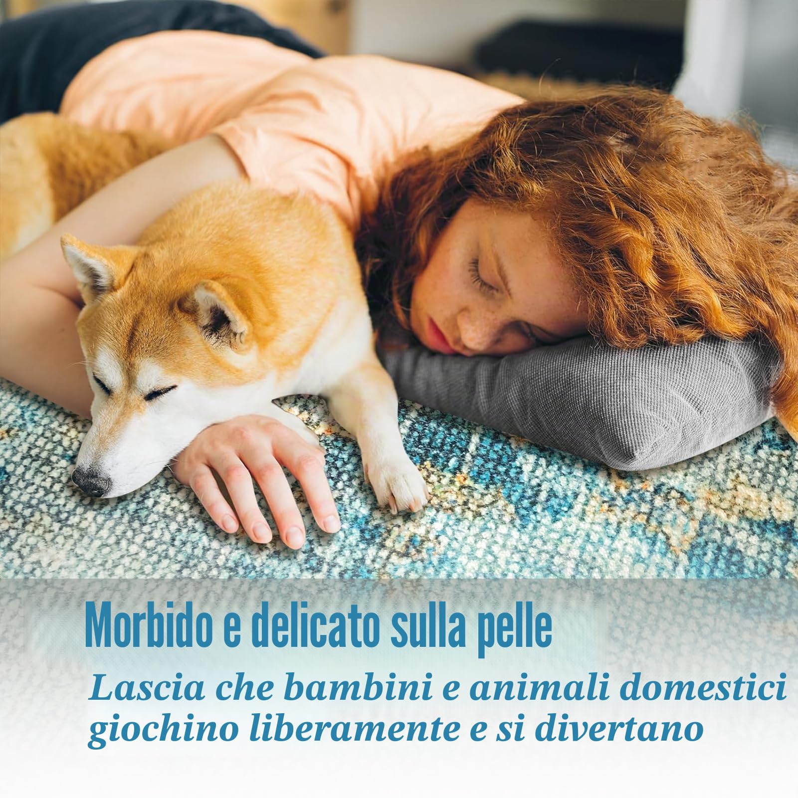 Tappeto Rotondo Astratto per Soggiorno, Lavabile in Lavatrice, Antiscivolo, Pelo Corto, Non Perde Pelo | Tappeto Moderno per Salotto e Camera da Letto, Ø 200 cm, Ottanio e Beige