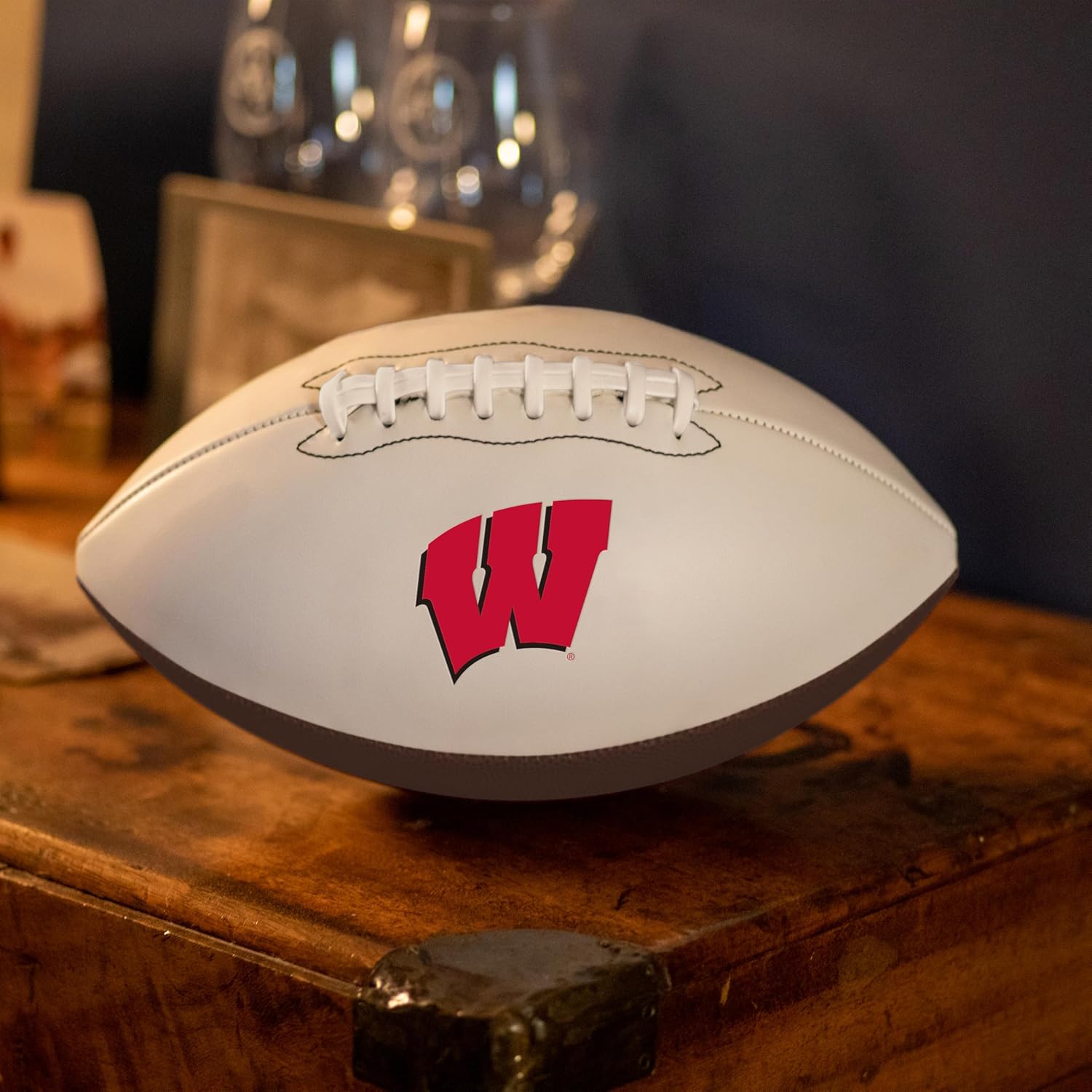Logo Brands NCAA Official Size Autograph Football -Smooth White Panel for Nil Signatures, Display, or Nil Collecting NCAA Fan Memorabilia