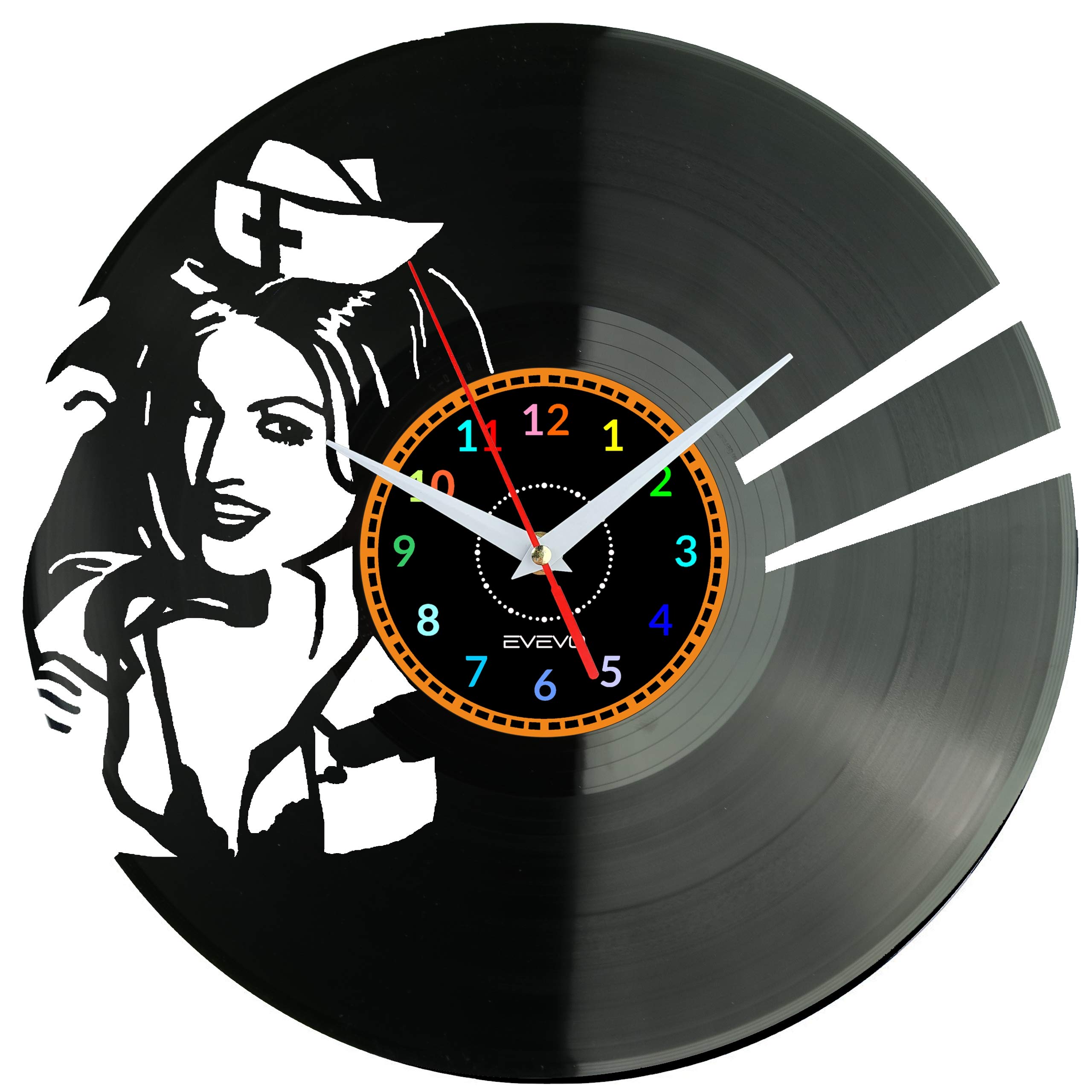Evevo Multicolor Blink-182 Inspired Wall Clock Vinyl Record – Pop Punk Smiley Arrow Design, Handmade Art Clock, Unique Gift Or Present For Rock Fans, Music Lovers & Alternative Home Decor W0116