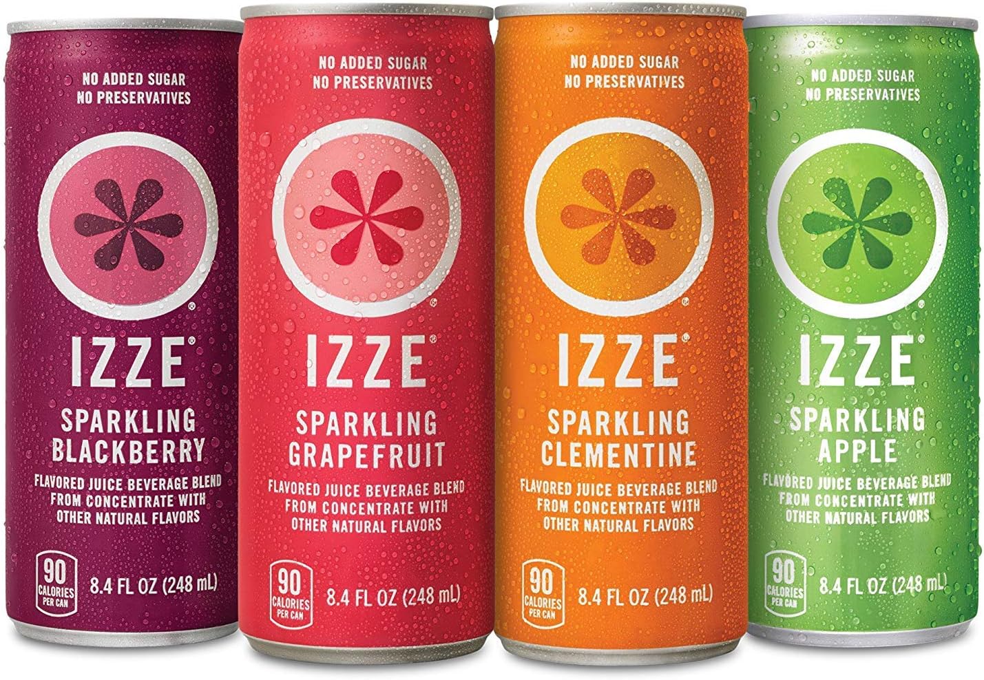 IZZE Sparkling Juice, 4 Flavor Variety Pack, 8.4 oz Cans,