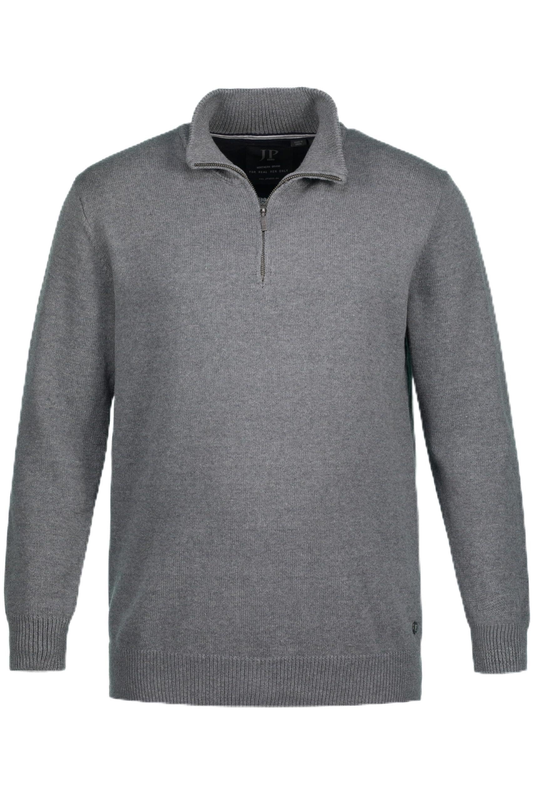 JP 1880 Menswear Big & Tall Plus Size L-8XL Zip Neck Troyer Sweater Mottled Grey XXXXXX-Large 716842123-6XL