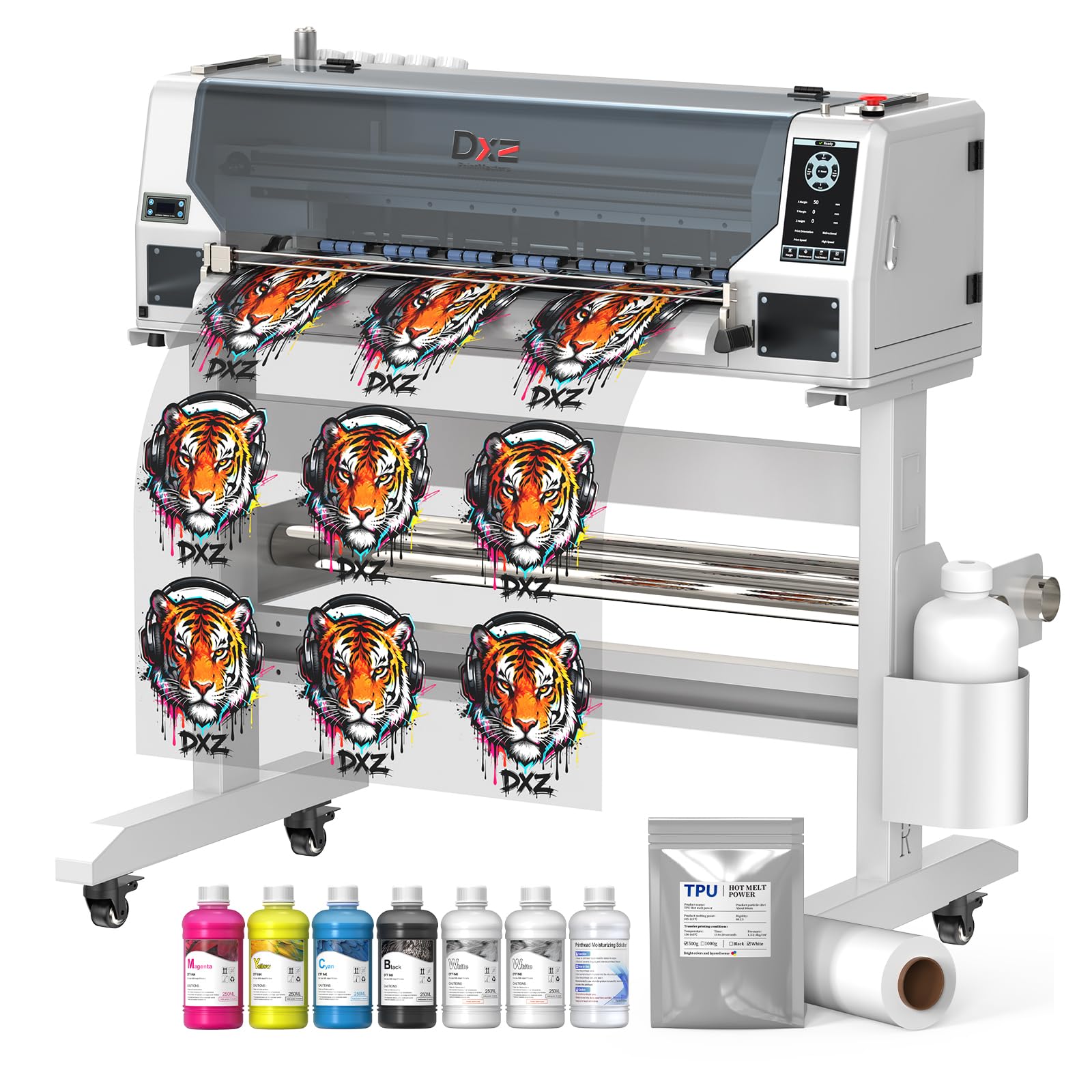 DXZ 24 Inch DTF Printer with Dual F1080 Printheads, A1 Wide Format DTF Transfer Printer, 2880×1440 DPI, Auto Cleaning, White Ink Circulation System for Apparel &amp; T-Shirt Printing