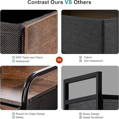 Miniatura 4 de Rolife Torre de tocador Storgae alta para dormitorio cómoda fácil de tirar con panel de MDF frontal almacenamiento de ropa de estilo industrial