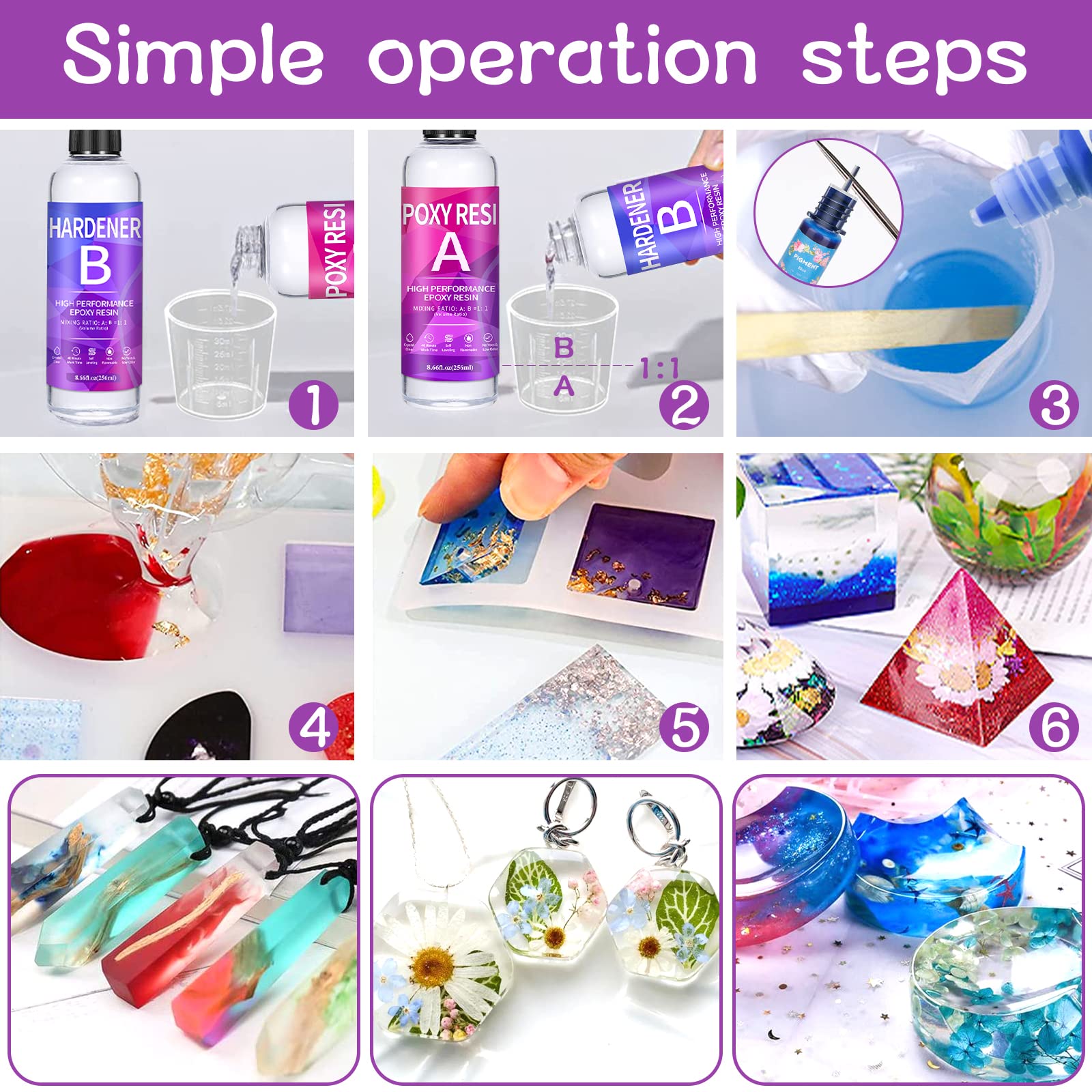 ITMNMNL Epoxidharz mit Härter 510ml,Epoxidharz Set Anfänger 1:1 Epoxy Resin Glasklar Harz Gießen Set,Kristallklares Epoxy Gießharz,mit Holzstäbchen,Handschuhe,für Schmuckherstellung,Ohrringe,Handwerk