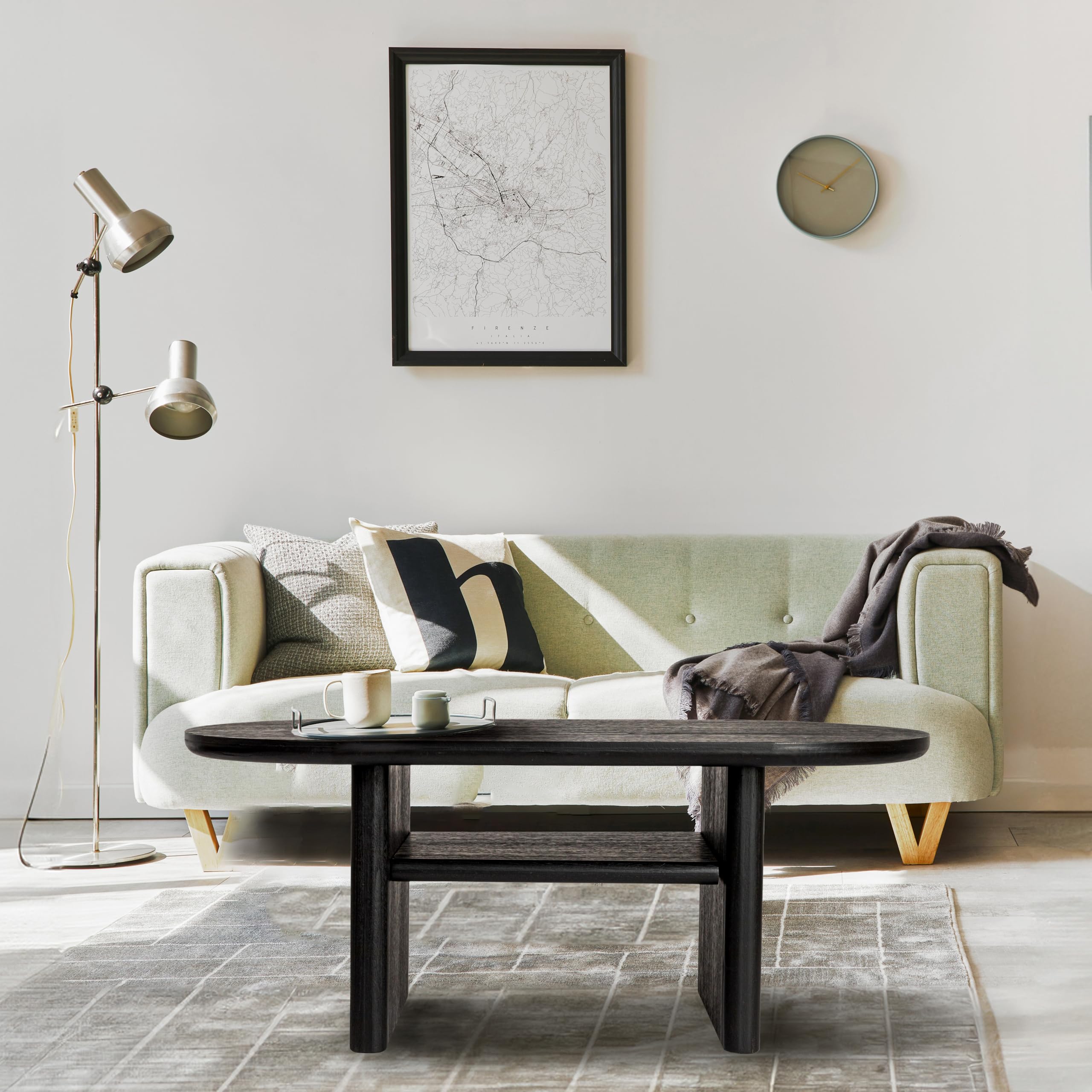 Creative Co-Op Sturdy Firwood Coffee Table, Black