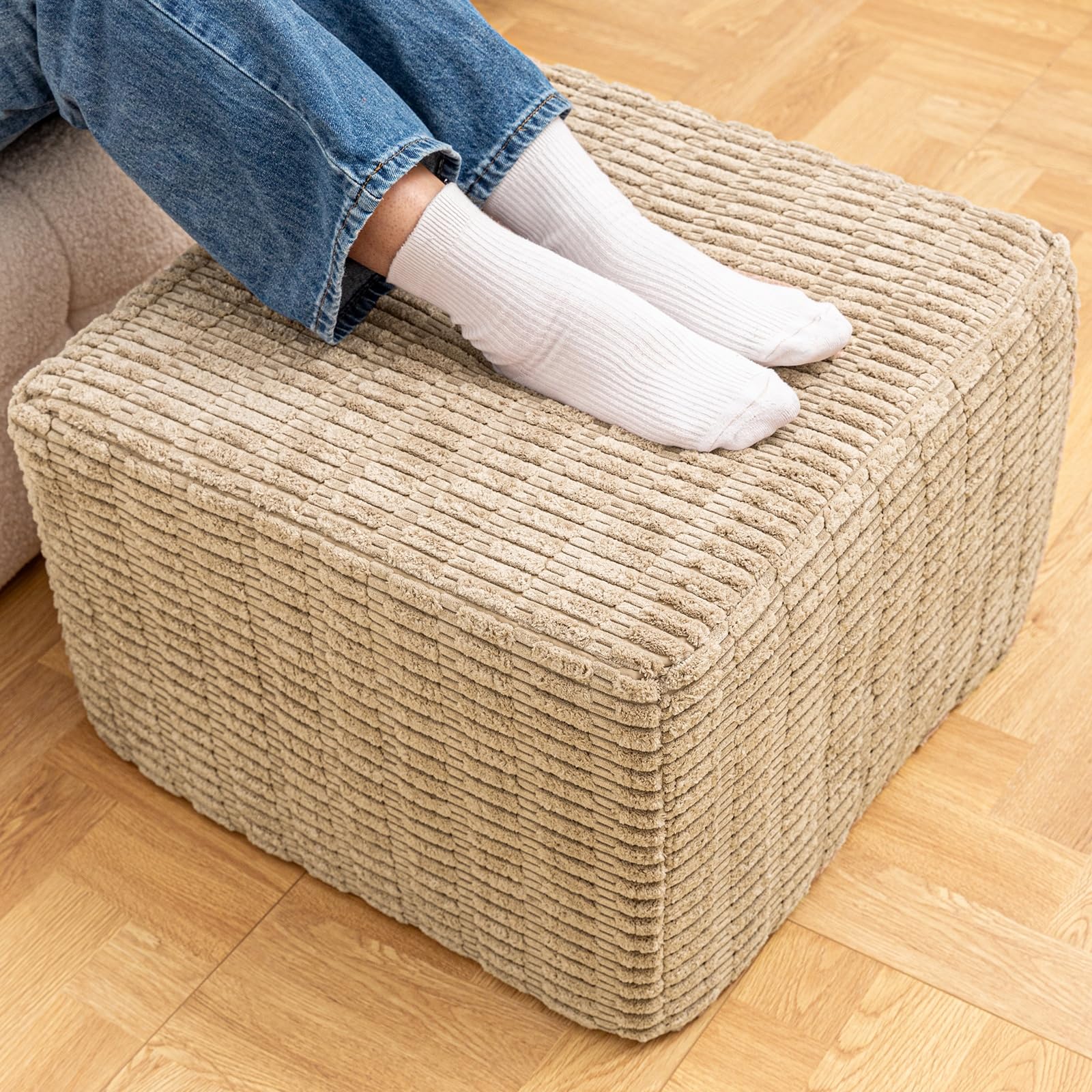Asuprui Round Square Pouf Ottoman Foot Rest