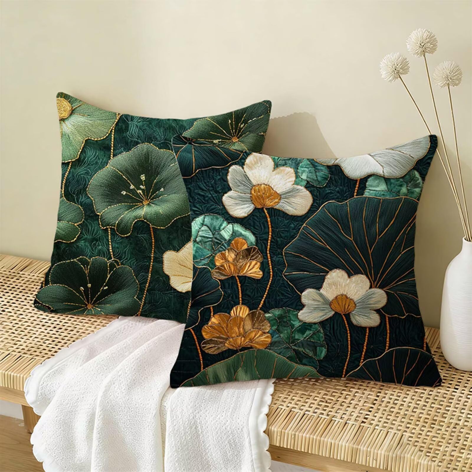 Copricuscino 70x70 Verde Set di 2, Estate Federe Cuscini Divano Lino, Copricuscini Impermeabili, Federe Cuscino Morbido Traspiranti Adatto a Tutte le Stagioni per Soggiorno e Camera Letto Decor X-25