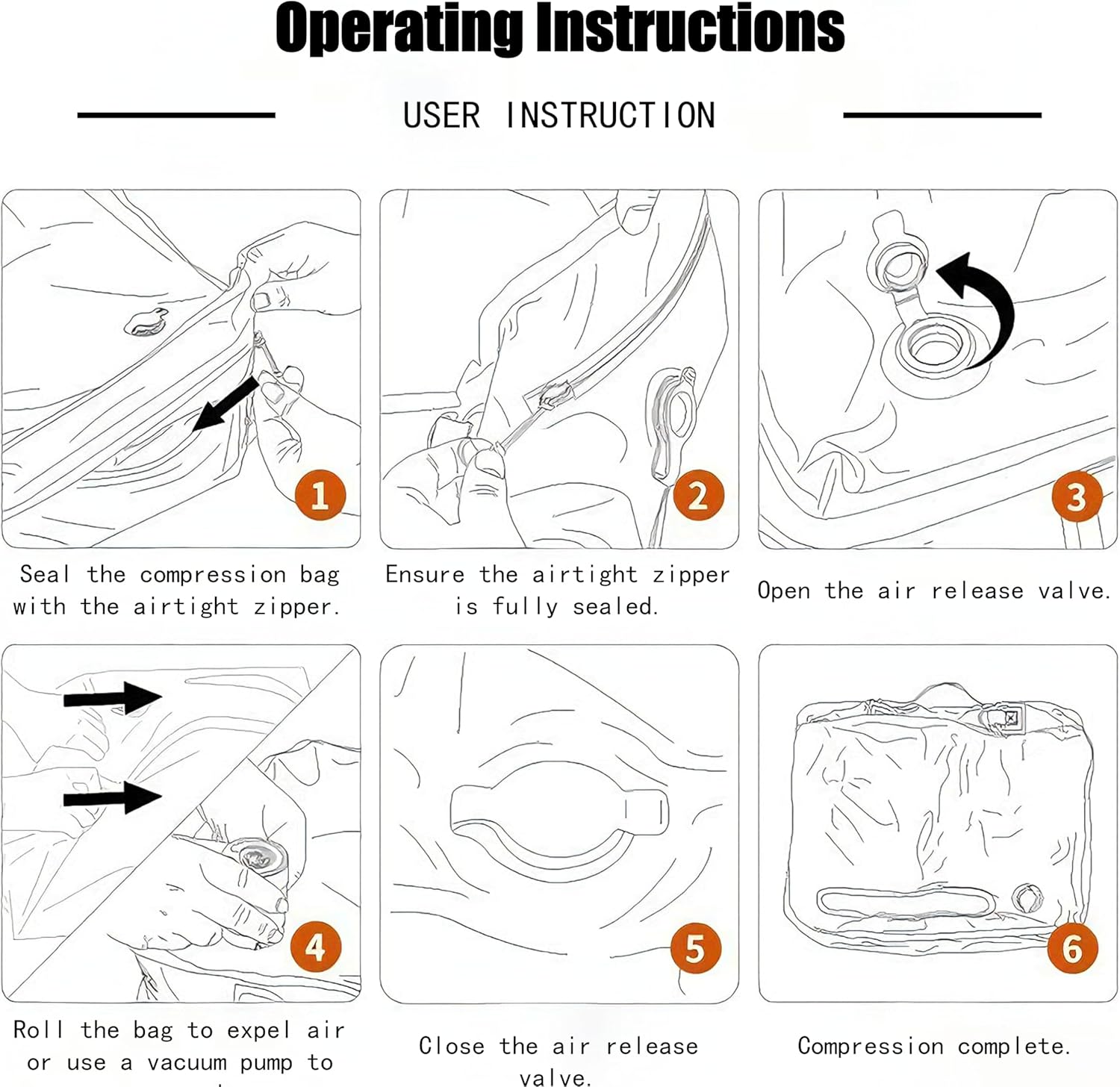 Vacuum Compression Travel Bag, Reusable Compression Bags for Carry On Suitcases and Backpack, Heavy Duty TPU film fabric 50-thread material, Black (1-Pack, No Pump) - Image 7