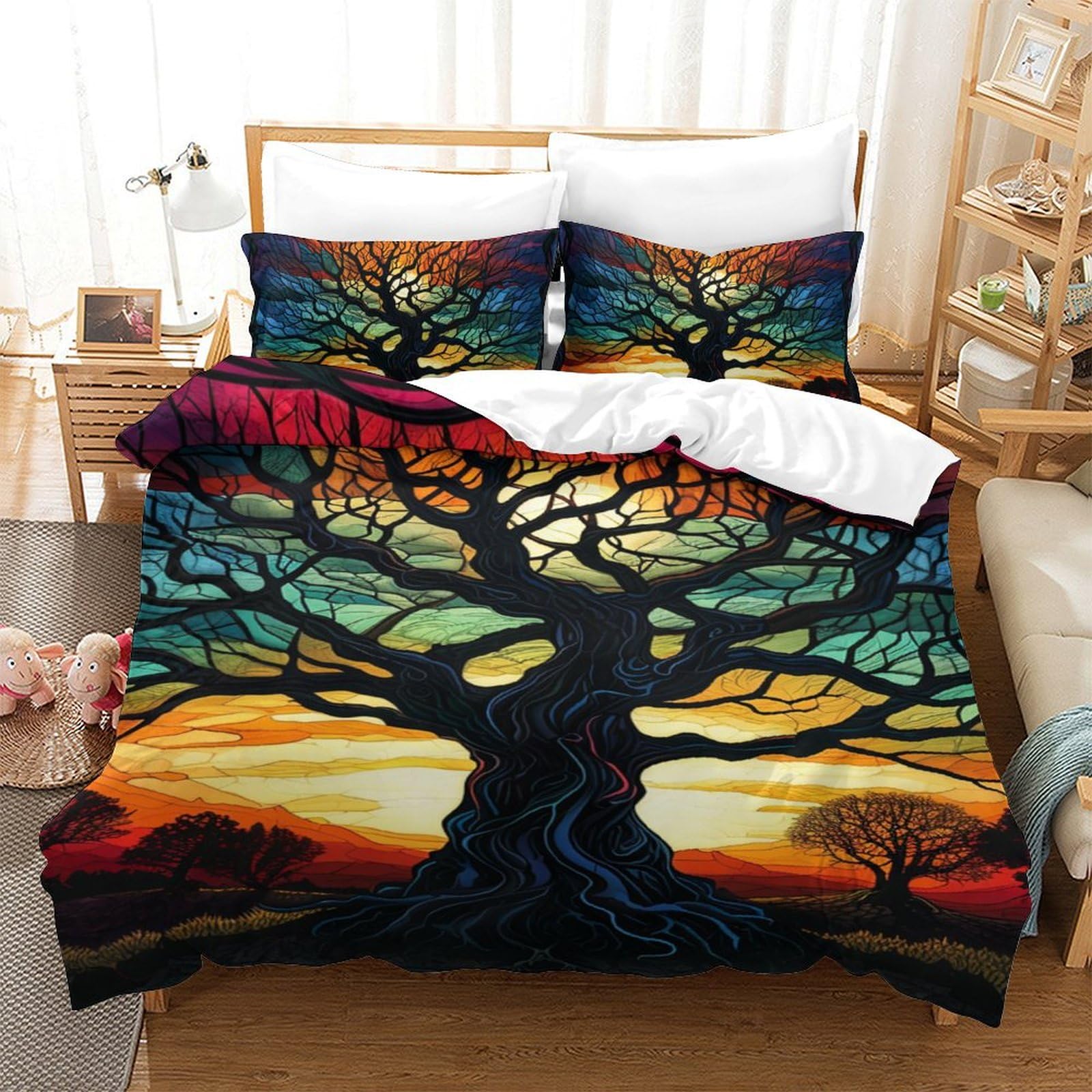 Housse de couette 140x200 cm Arbre de Vie en microfibre soyeuse et résistante
