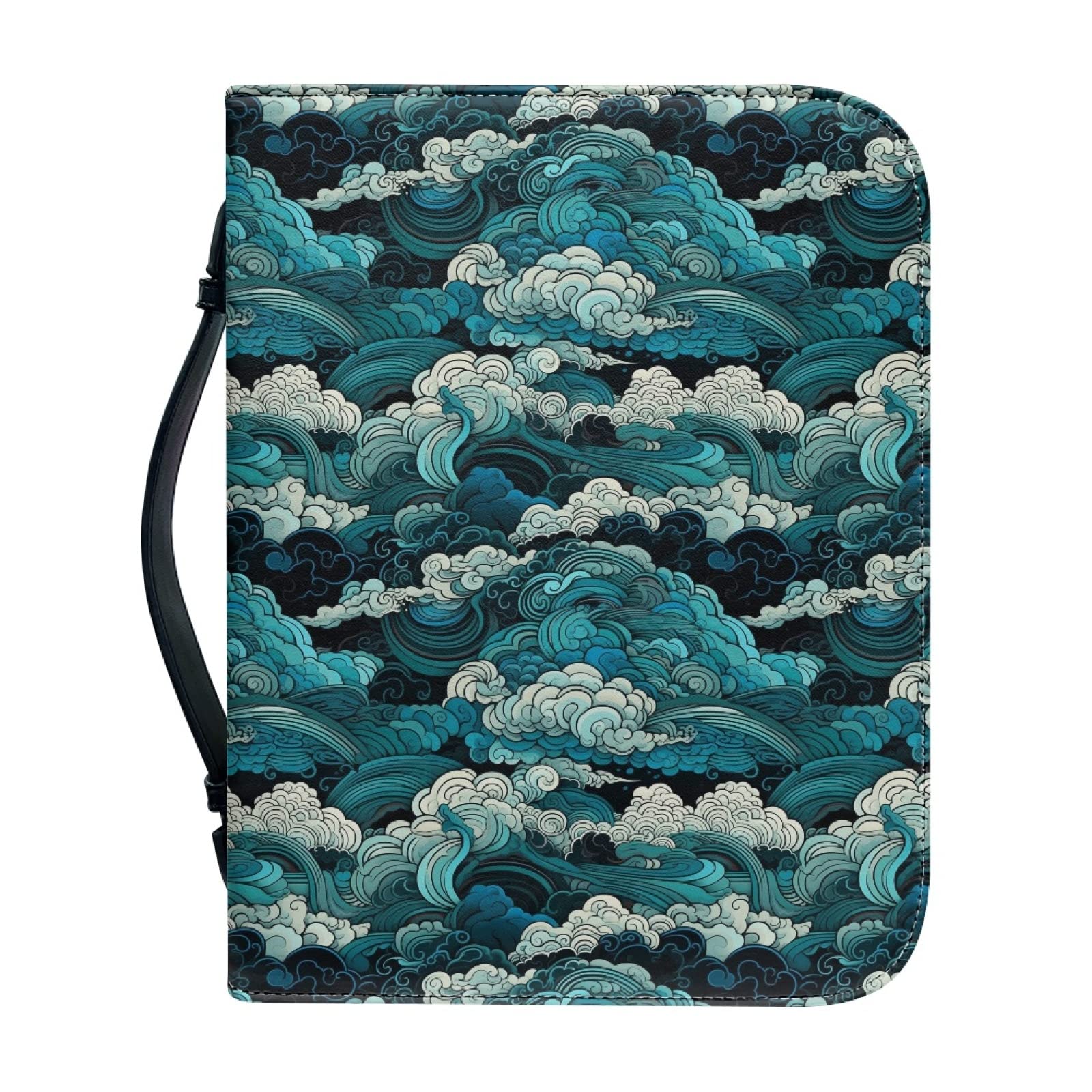 Kuiaobaty Chinese Cloud Art Book Covers for Women PU Leather, Zip up Dustproof Bible Bag, Book Sleeve Cover Large Size 12 x 9 x 2.4 inch — image 1