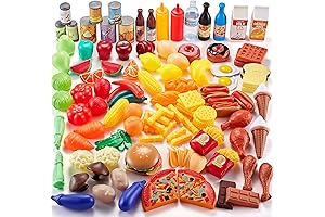 143 Piece Play Food for Kids Kitchen - Toy Assortment - Pretend Food for Toddler