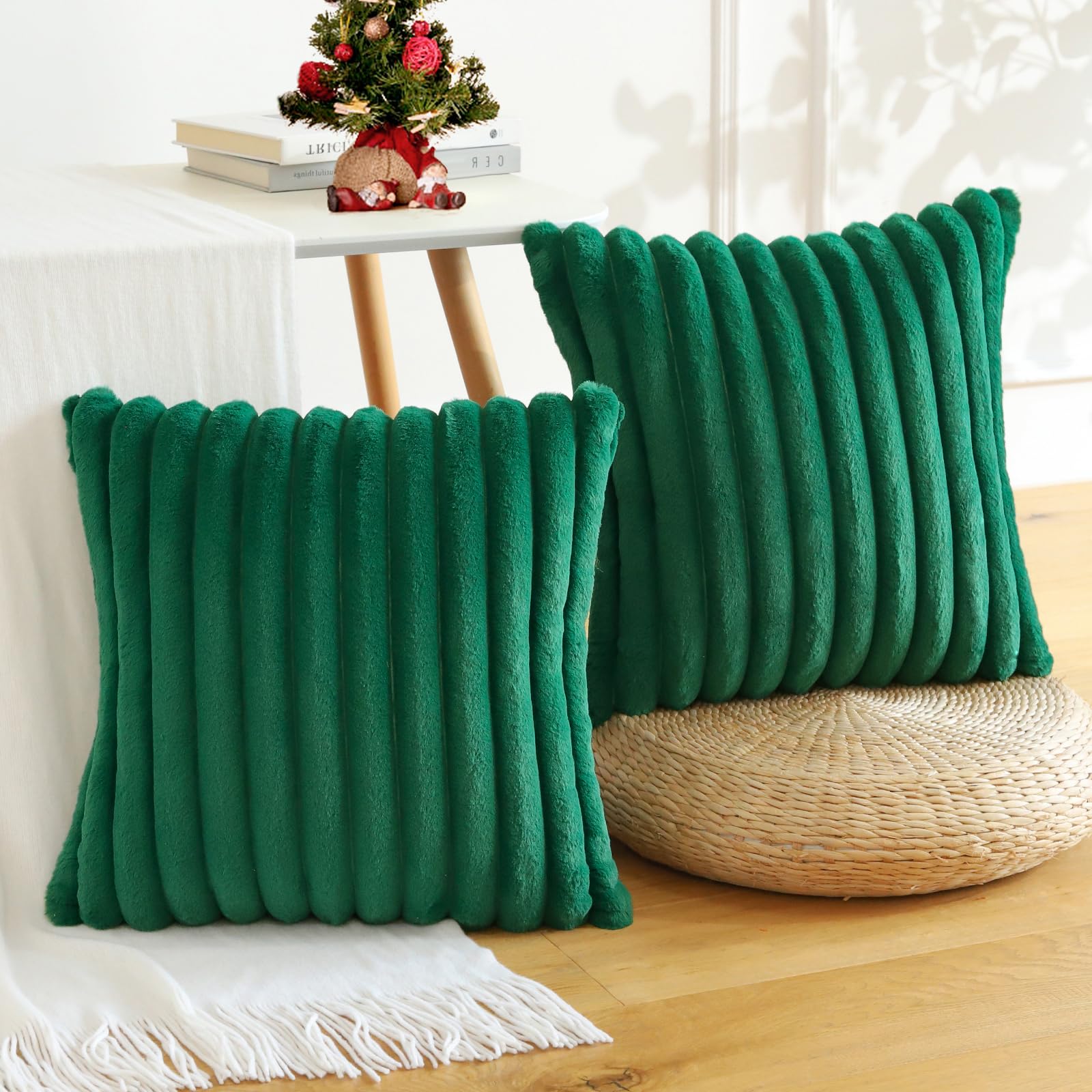 Federa Per Cuscino Letto Neelvin Set Di 2 Federe Decorative In Finta Pelliccia Grigia, Morbide, A Copricuscini Morbidi Per Divano