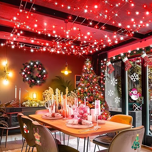 Vista 170 de KNONEW Guirnalda de 1000 luces LED de 394 pies, luces de Navidad para exteriores, 8 modos y temporizador, luces de hadas enchufables, impermeables