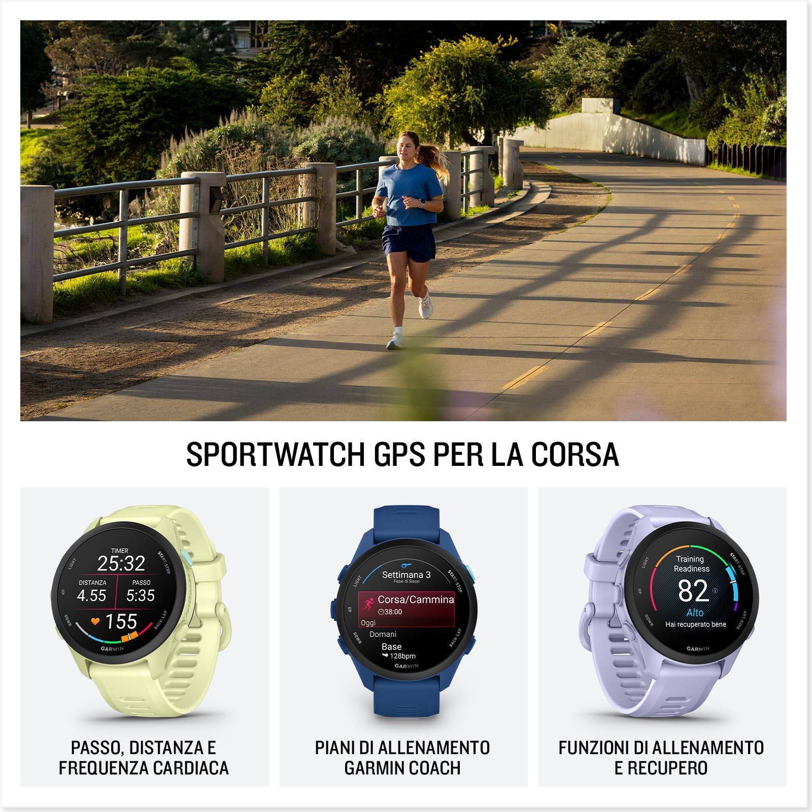 Garmin Forerunner 70, Smartwatch per la corsa, 43mm, GPS multi-band, Display AMOLED, HRV Status, Funzioni di Allenamento Avanzate, Coach, Autonomia fino a 13 giorni (Whitestone)