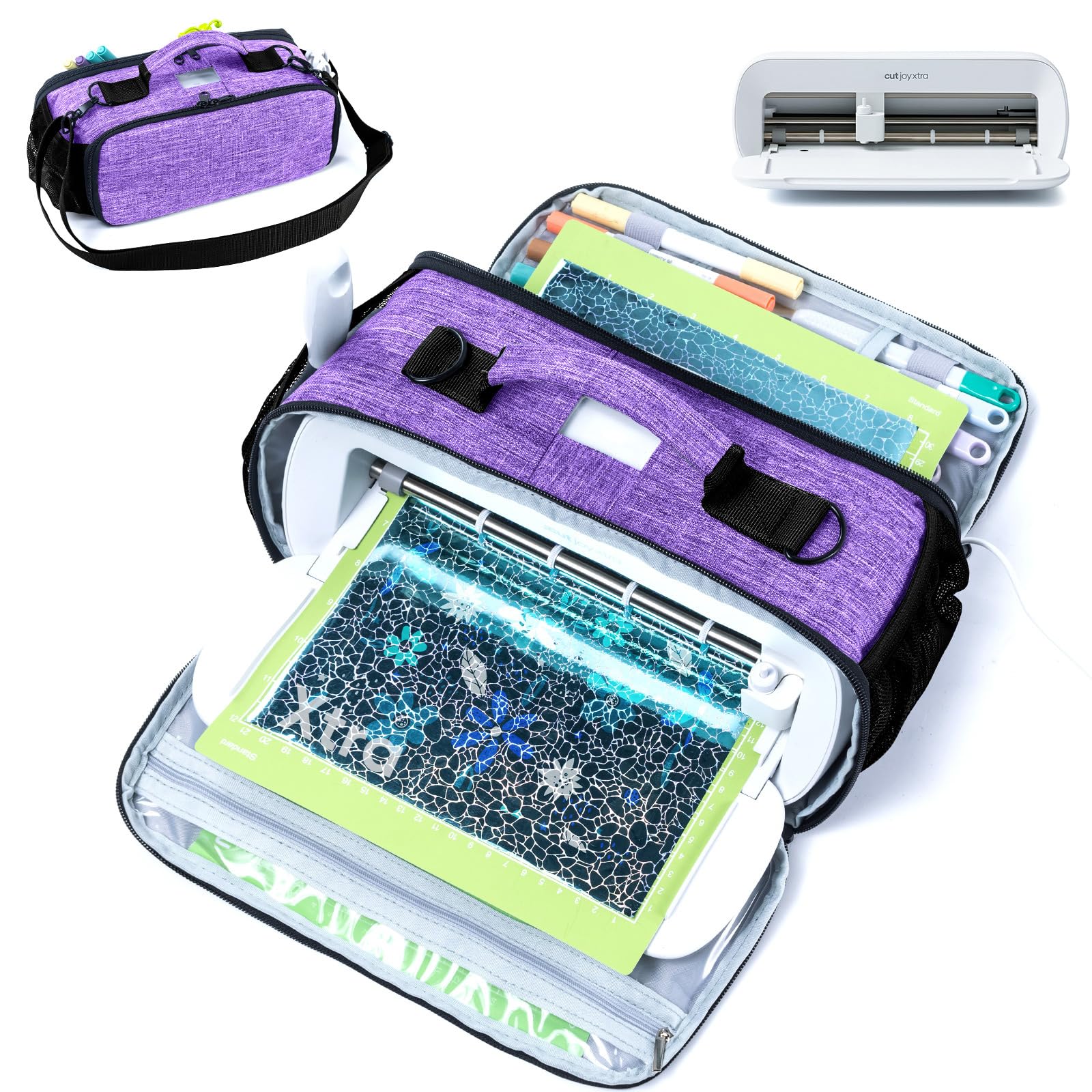 IMAGININGCarrying Case for Cricut Joy Xtra, Joy Extra Carrying Bag with Pockets for Cricut Accessories and Tools, Front and Back Side Full Open