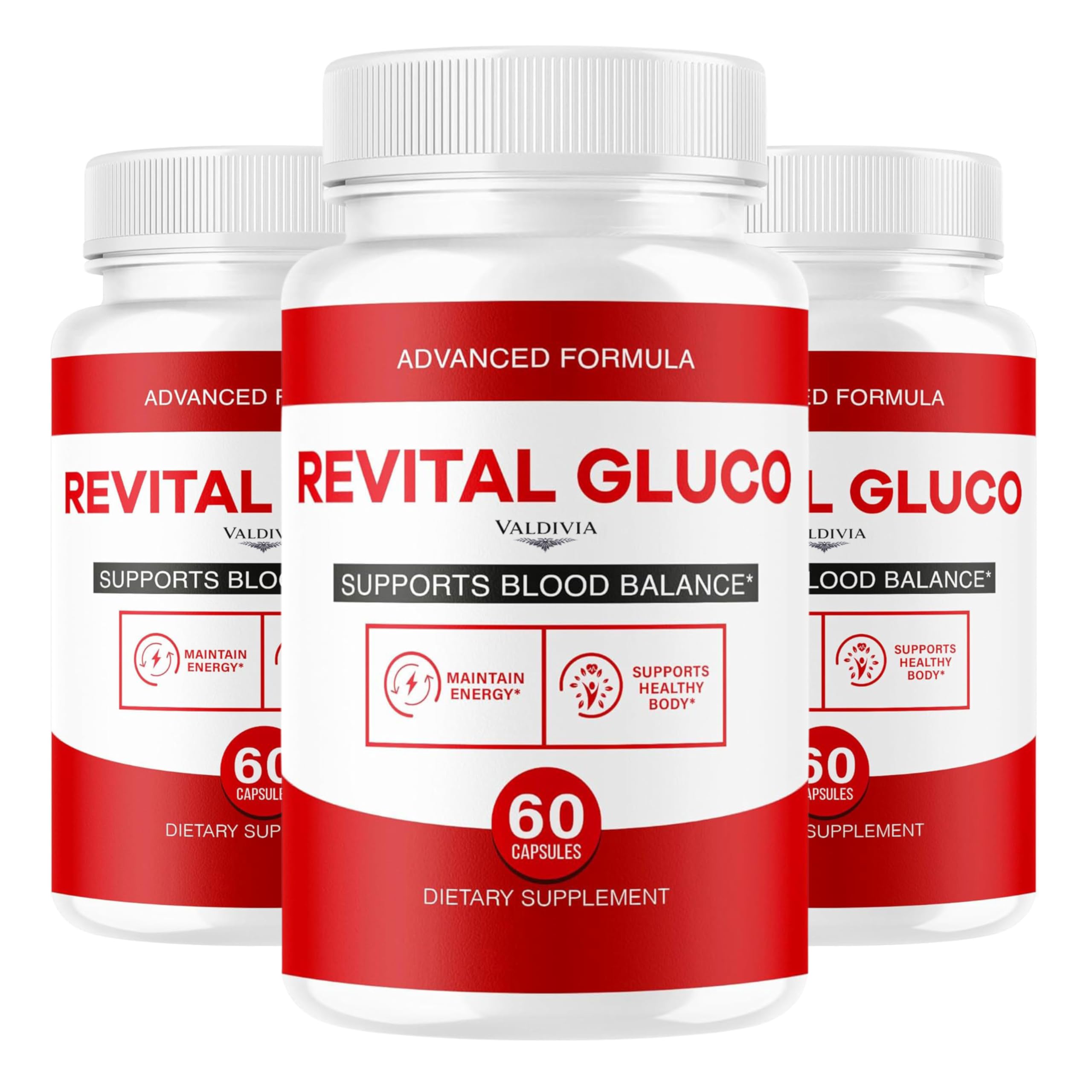 (3 Pack) Revital Gluco Capsules - Official RevitalGluco Advanced Blood Health Support Supplement Pills - Maximum Strength, All Natural Formula for Overall Health & Wellness, 120 Capsules for 3 Months