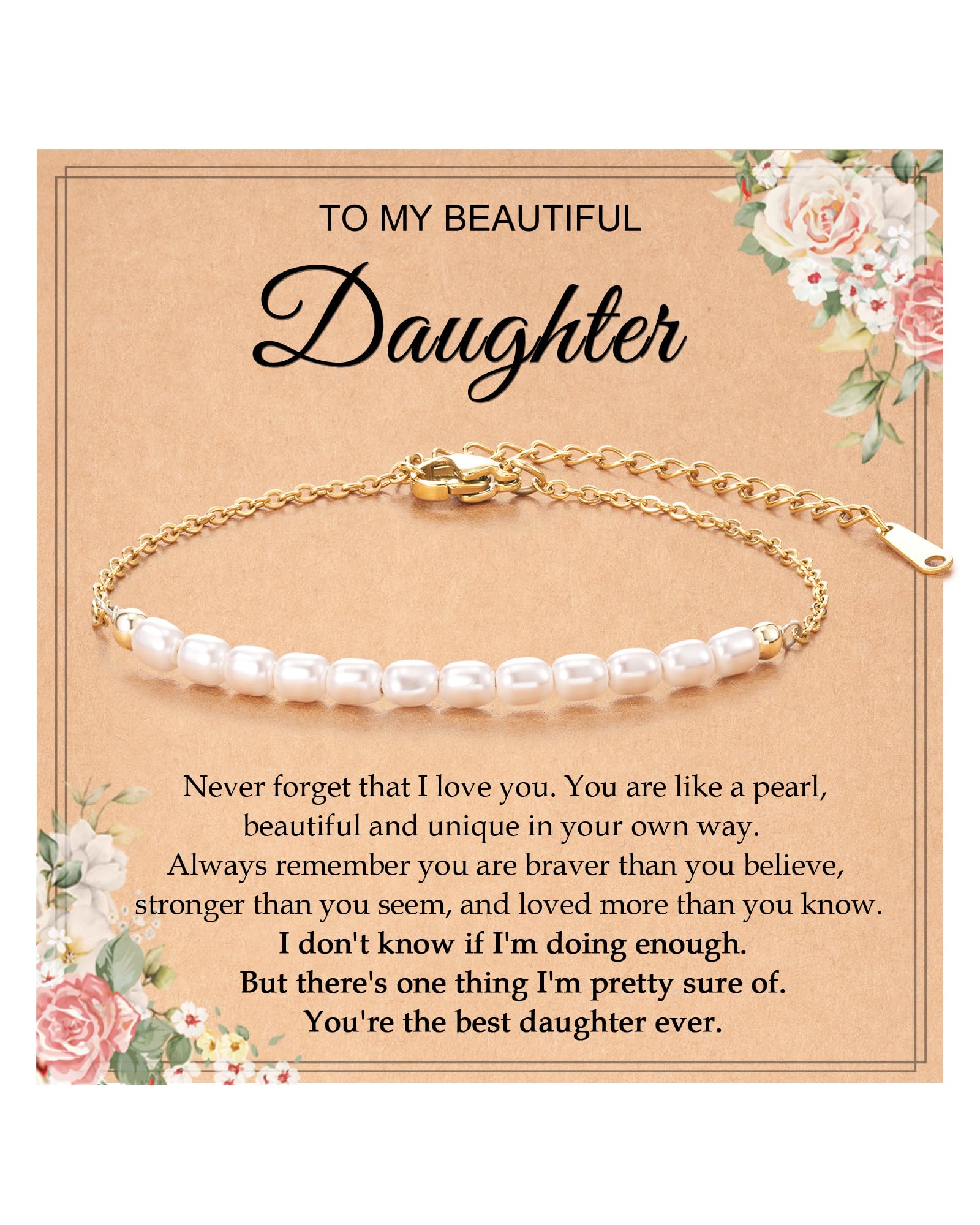 Tarsus Dainty Pearl Bracelet for Women, Gifts for Daughter/Daughter-in-Law, Birthday Christmas Mothers Day Valentines Day