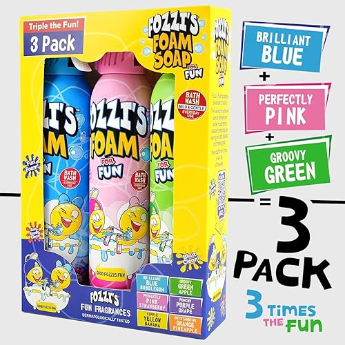 Miniatura 4 de FOZZI'S Jabón de espuma de baño mixto para niños (paquete de 3) – Divertido aerosol en aerosol – Jabón de burbujas blando para el tiempo de juego –