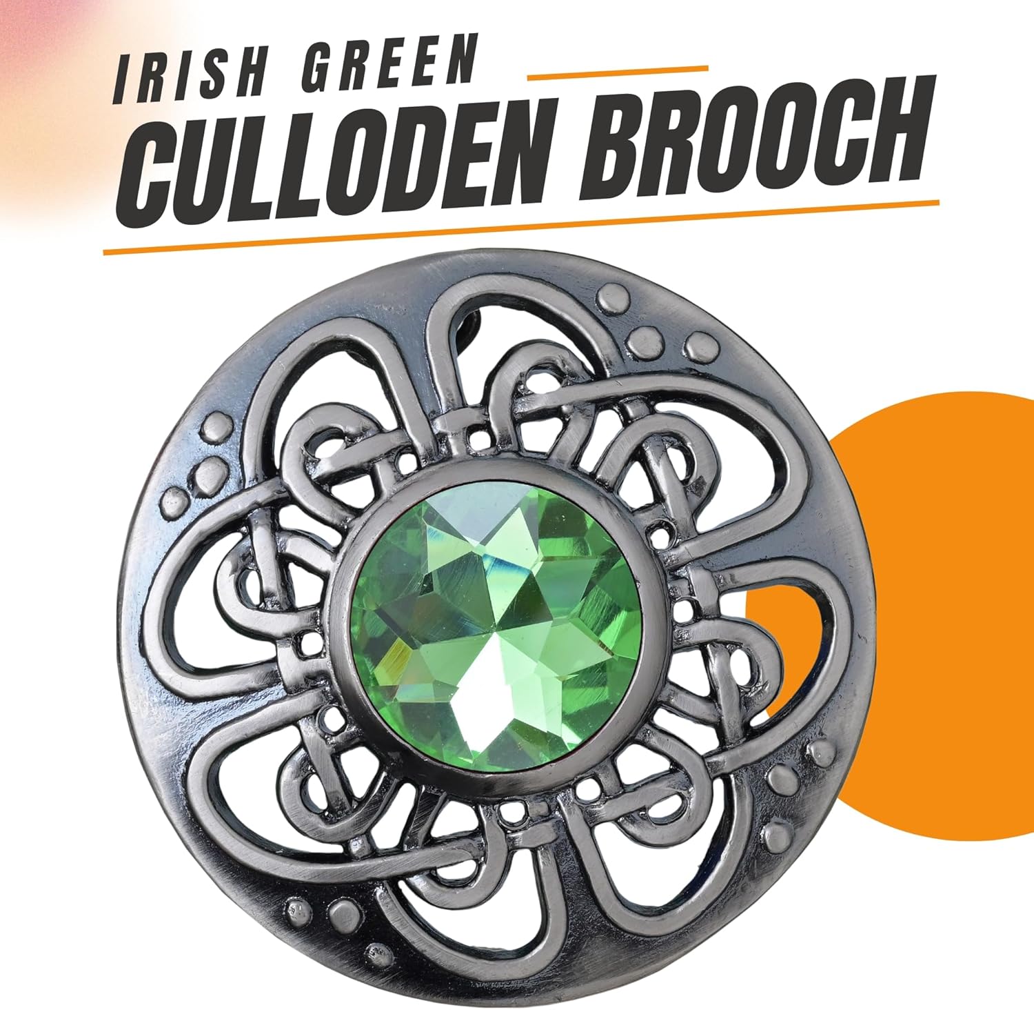 Elegant Culloden Plaid Brooch – Scottish Kilt Fly Plaid Brooch Intricate Celtic Knot in Pewter with Gemstone 3-Inch Diameter – Ideal for Scottish Kilts & Formal Wear - Image 3