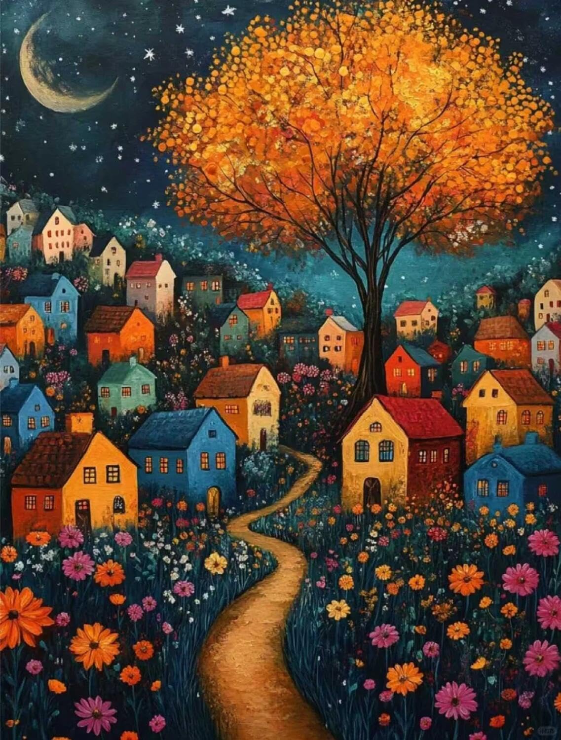 Rqwybcaxn B Stamped Eaded Cross Stitch Kits Fantasy Town 40X50cm