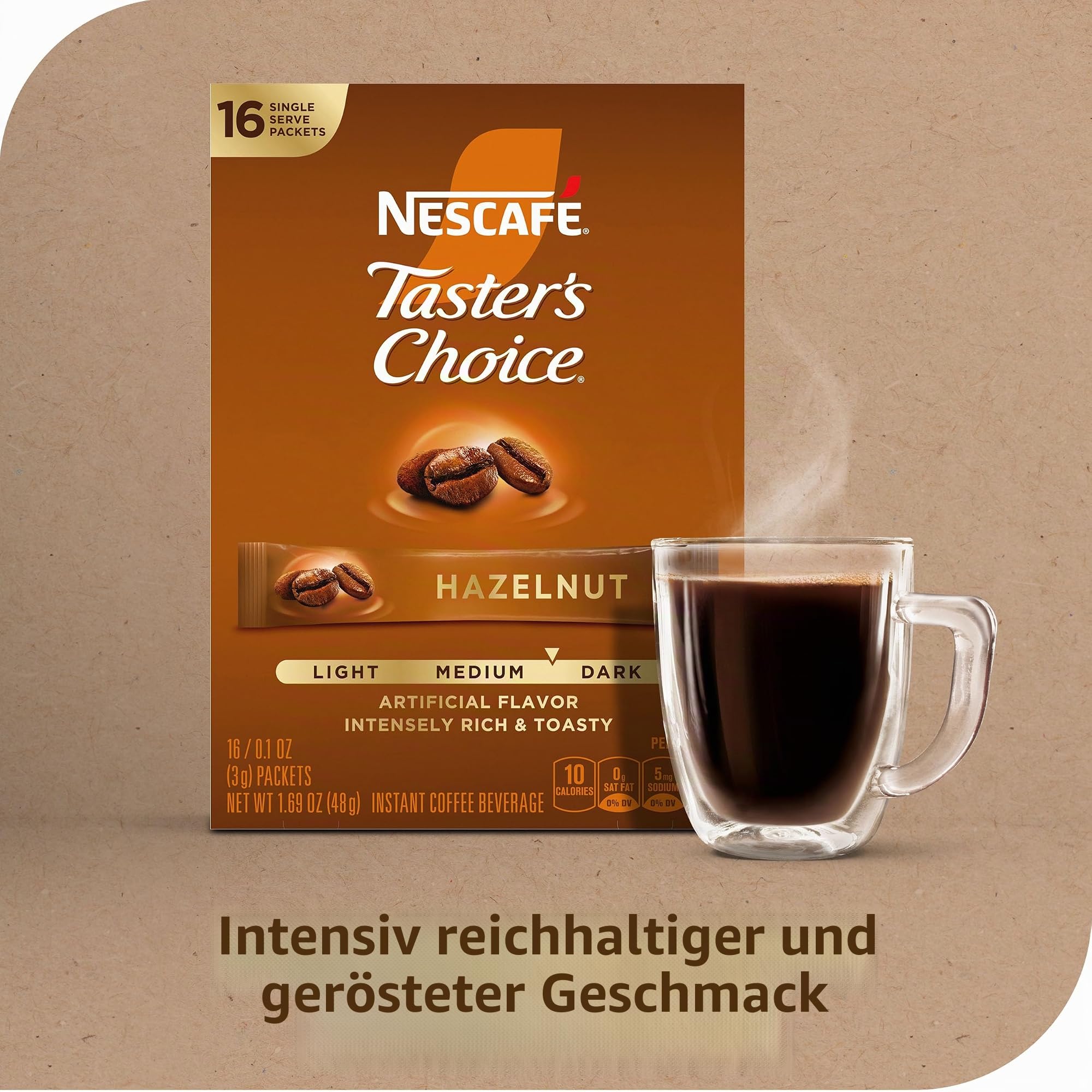 Nescafe Taster's Choice Instant Coffee Beverage, Hazelnut (Pack of 8) by Nescafé