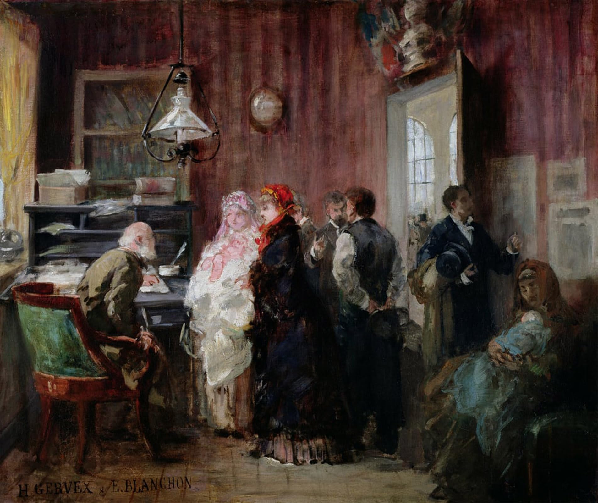 ARTXLXXBN Famous Print Painting Colorful Art Print Birth Town Hall of the Th Arrondissement by Henri Gervex Canvas Art Decorations for Home Decor 60x90cm
