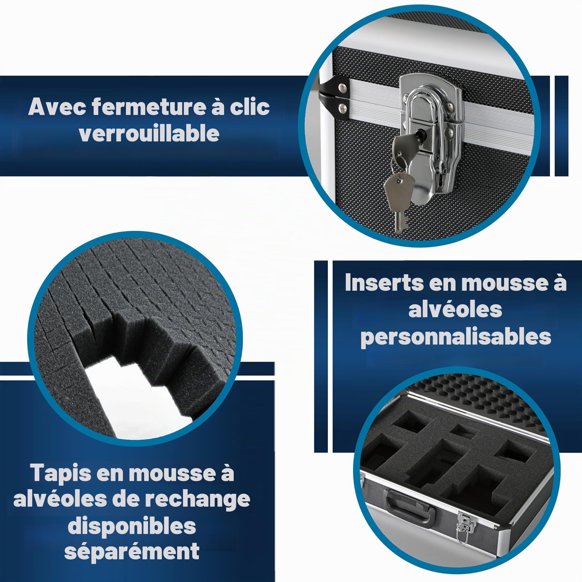 Peak Tech P 7310 - Mallette Universelle pour Instruments de Mesure, Robuste en Aluminium, Compartiment à Outils, Rembourrage en Mousse, Verrouillable, Anti-Poussière, XL - 460 x 330 x 150 mm