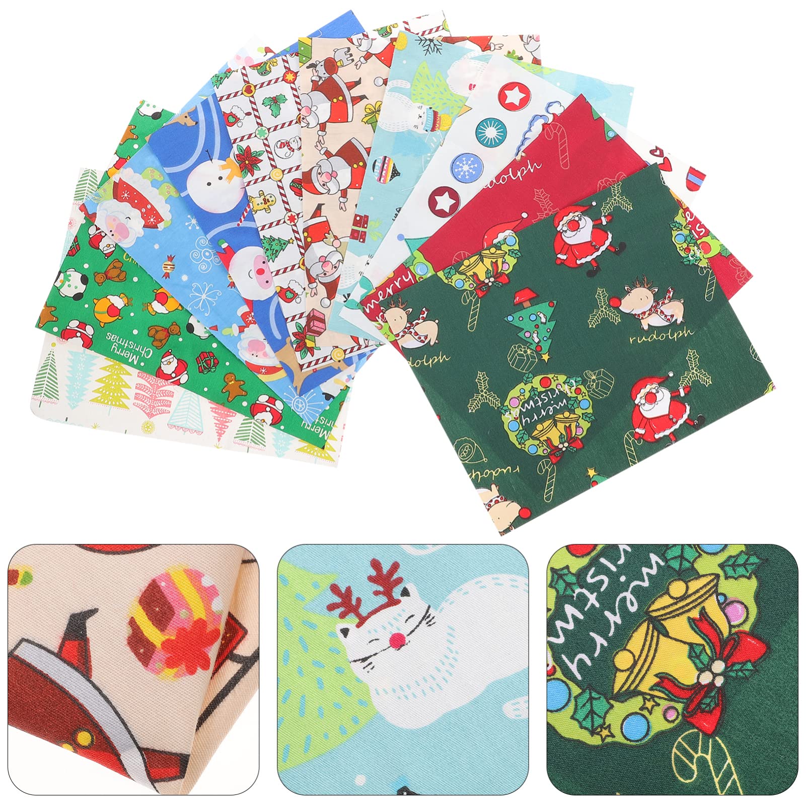 MAGICLULU 10hojas Tela de Algodón Navideña Tela de Patchwork Estampado Floral para Hacer Tú Mismo para Decoración de Navidad y Manualidades DIY